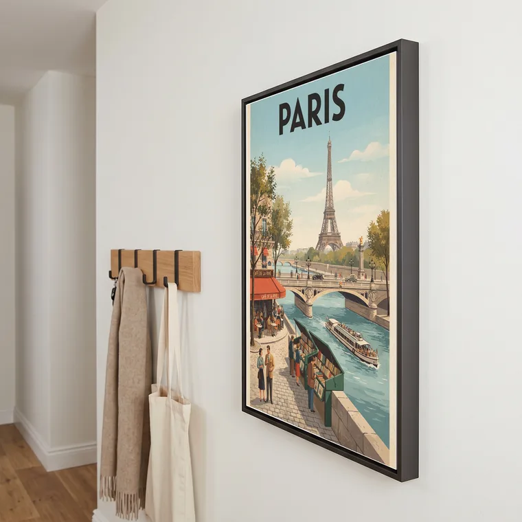 Alu-Bild mit Rahmen, Motiv Paris, im Flur