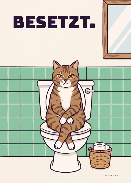 Klo-Poster „Katze: Besetzt“ fürs Gäste-WC