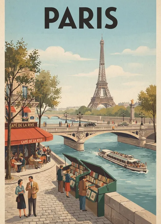 Stadtposter Paris im Stil eines alten Reiseplakats