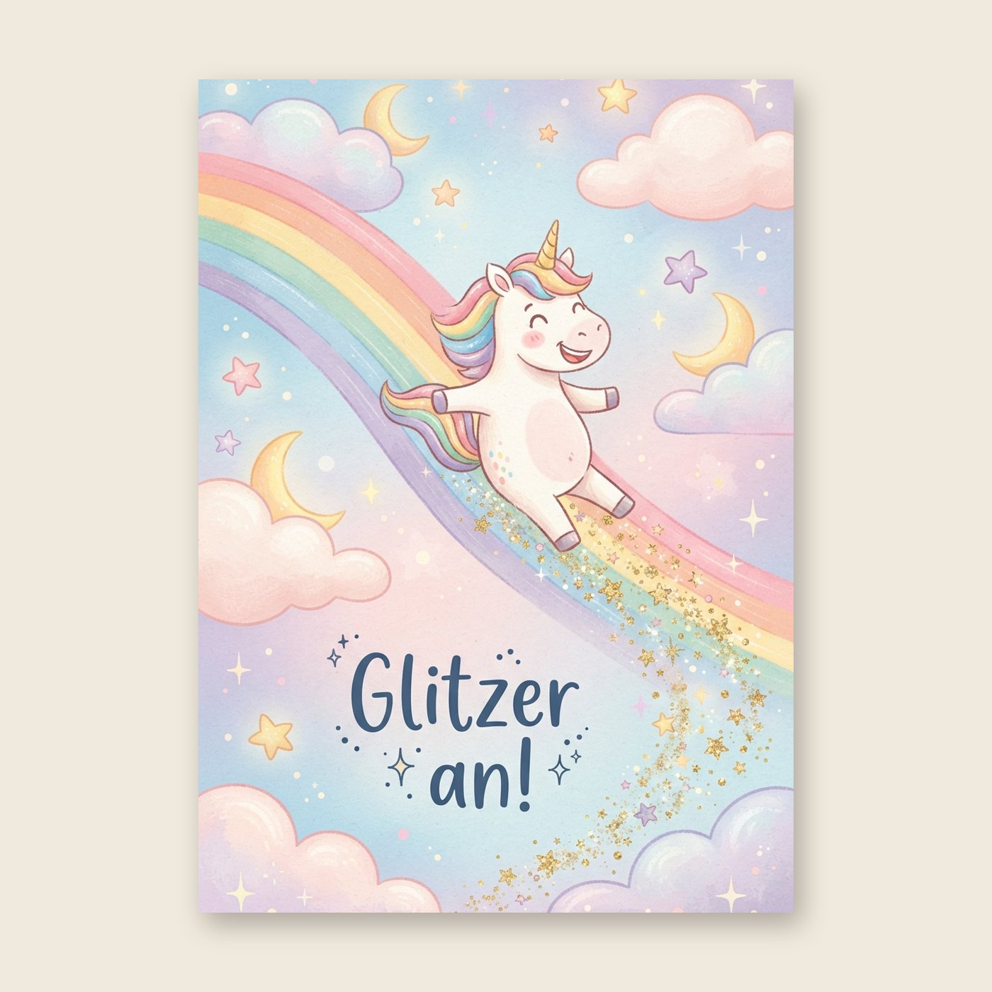 Einhorn im Regenbogen – Poster (mit Spruch)