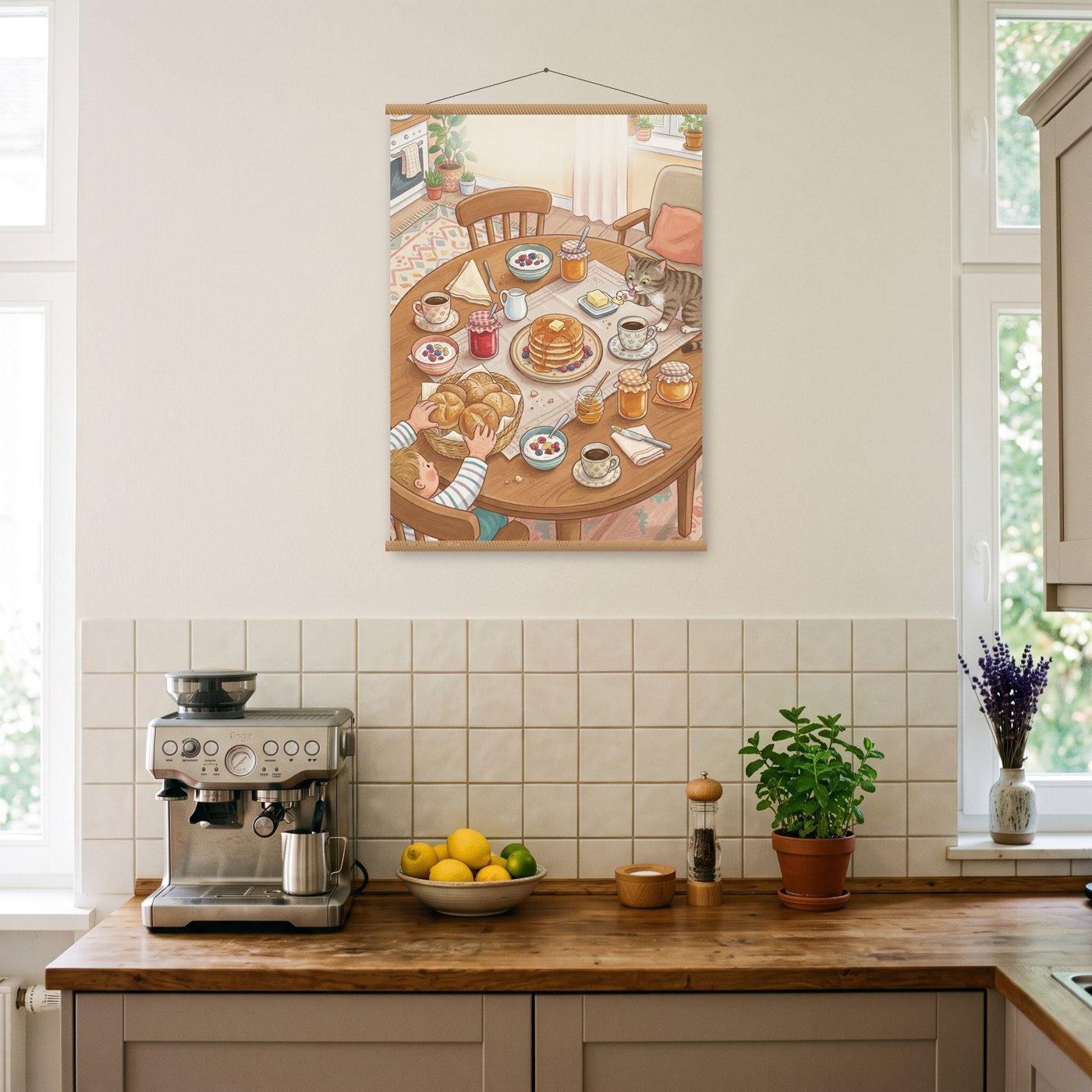 Sonntagsfrühstück – Poster mit Posterleiste an der Wand