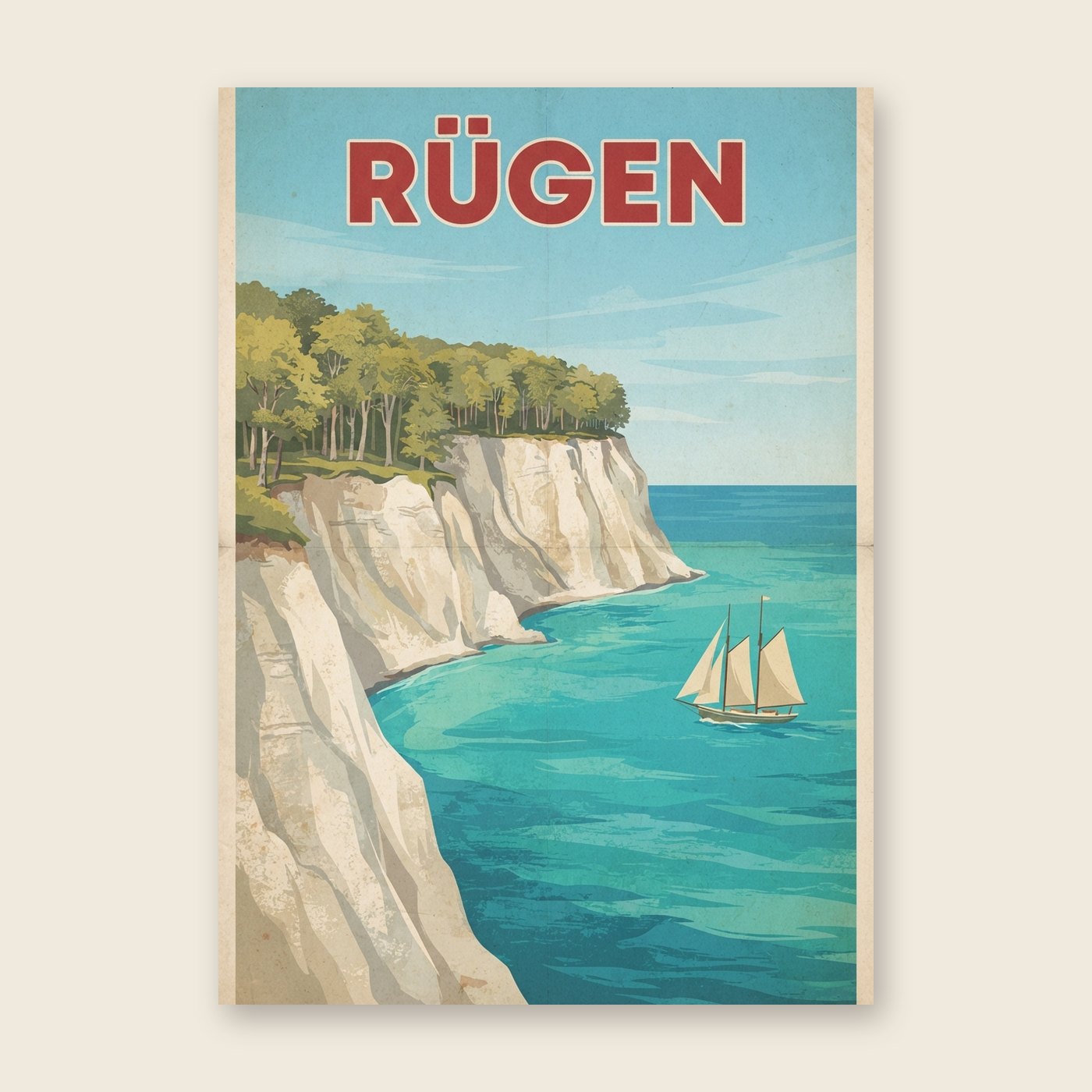 Vintage Rügen – Poster (mit Spruch)