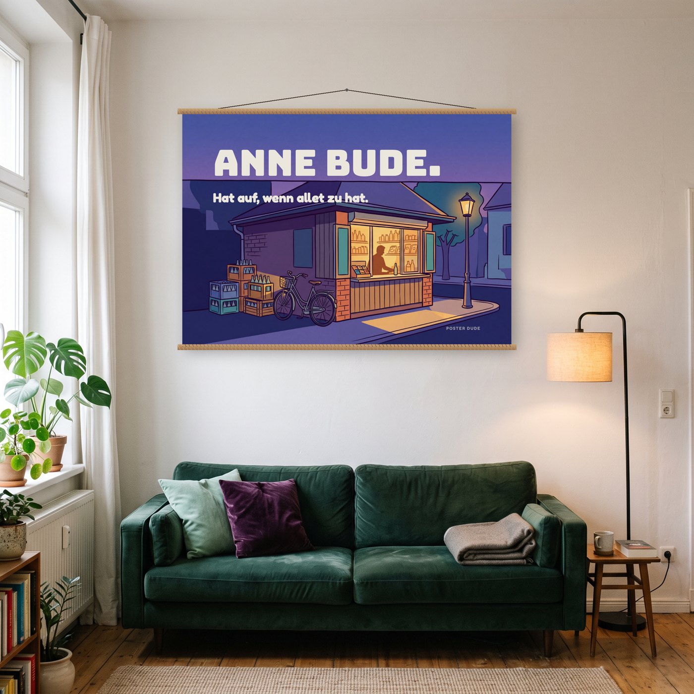 Anne Bude – Poster mit Posterleiste an der Wand