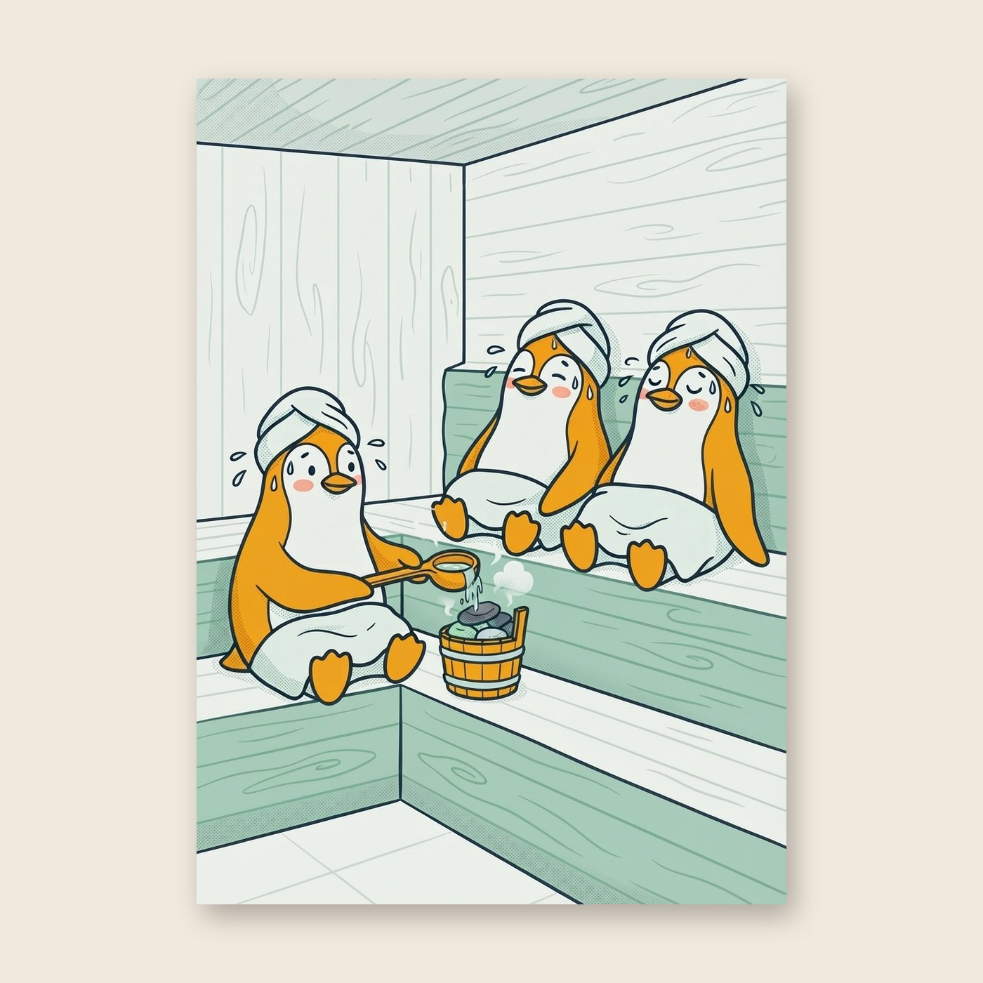 Pinguine in der Sauna – Poster (ohne Text)