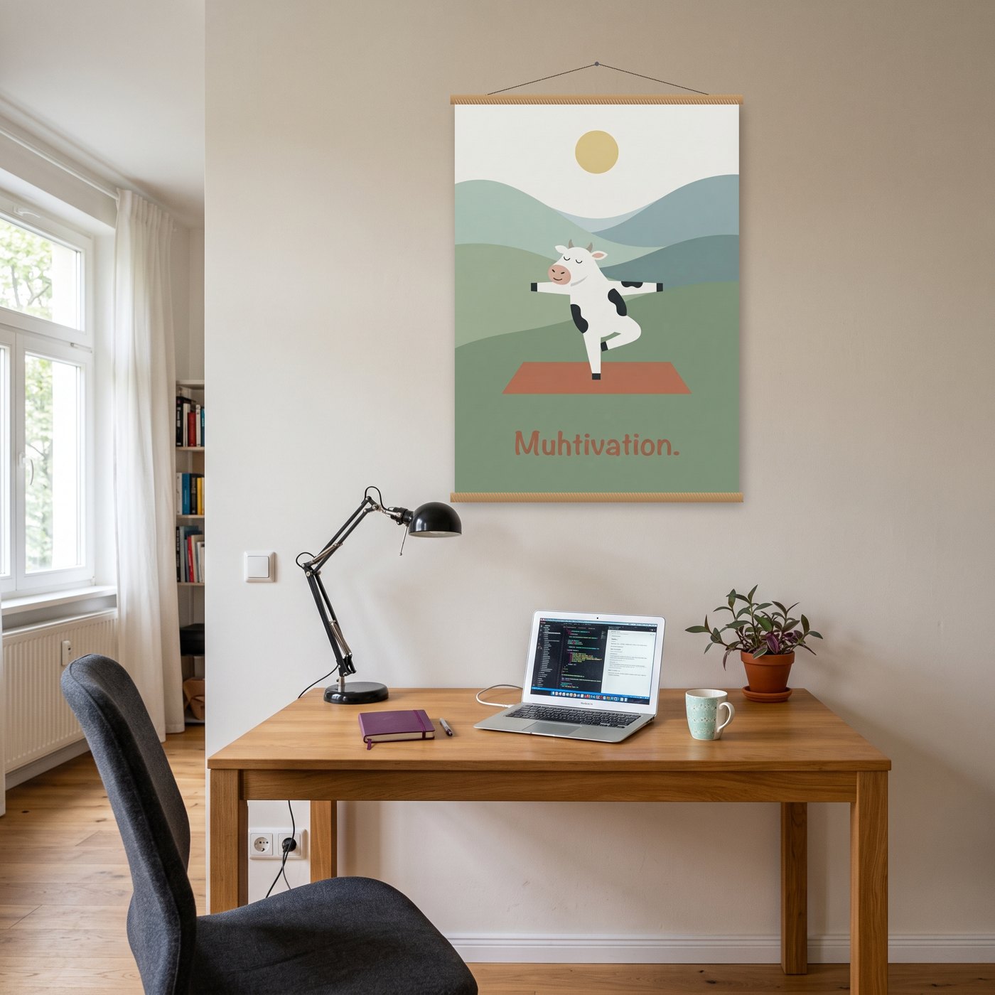 Muhtivation – Poster mit Posterleiste an der Wand