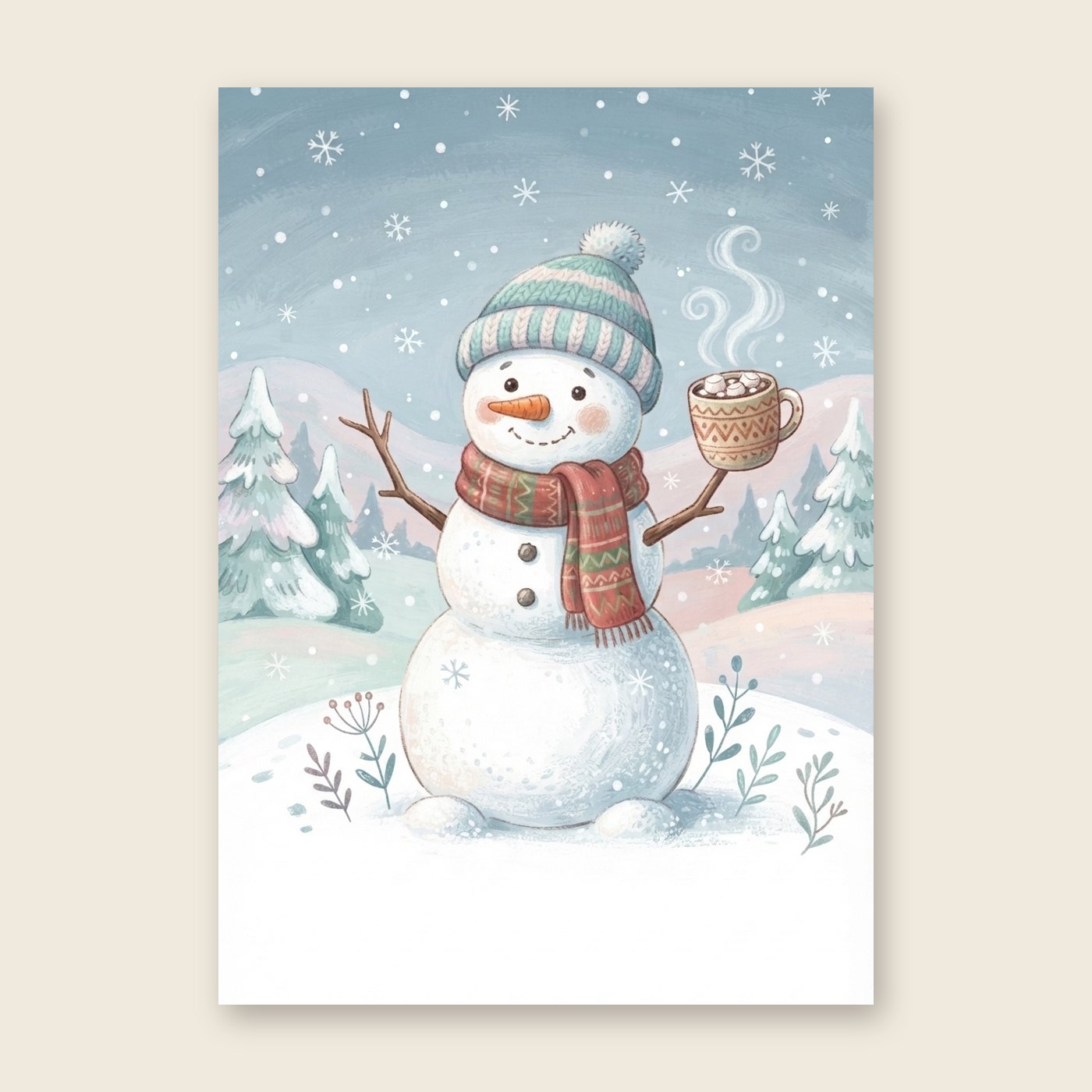 Schneemann mit Kakao – Poster (ohne Text)