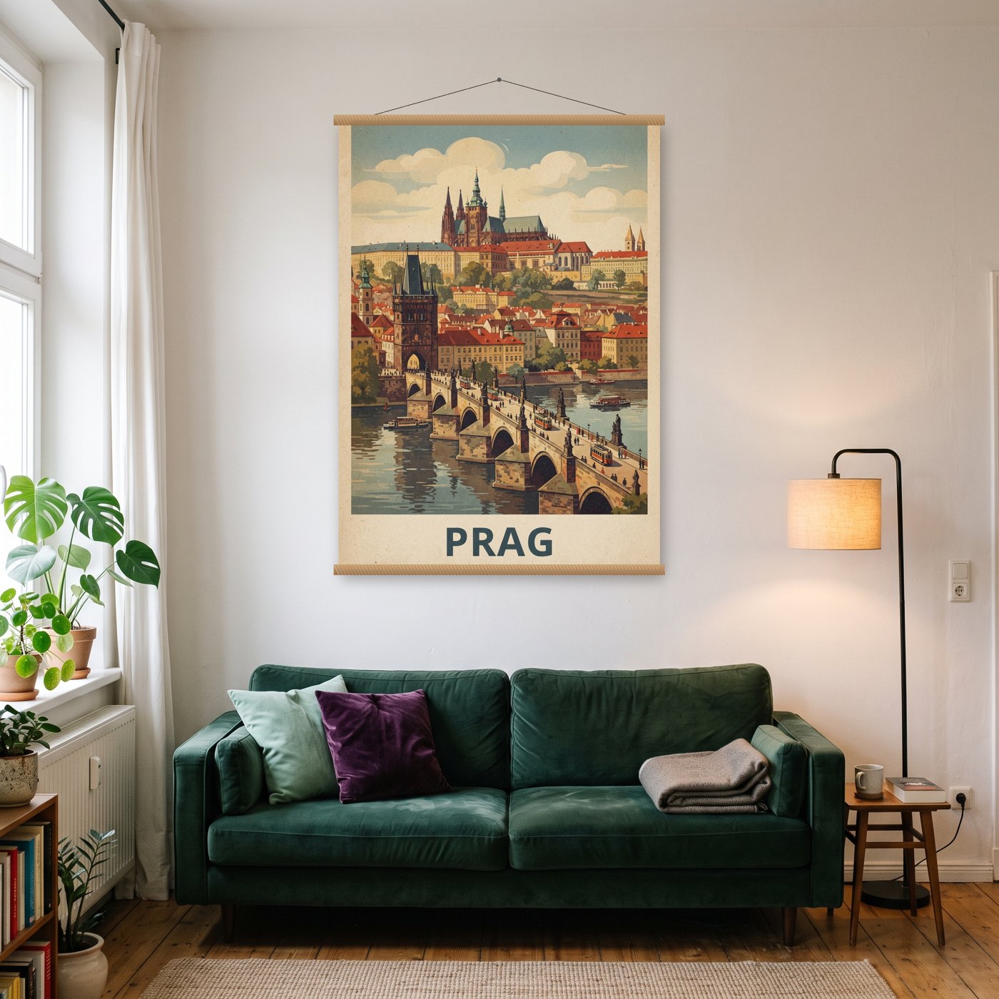 Vintage Prag – Poster mit Posterleiste an der Wand