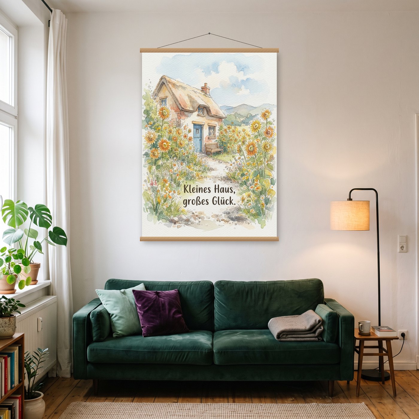 Kleines Haus, großes Glück – Poster mit Posterleiste an der Wand