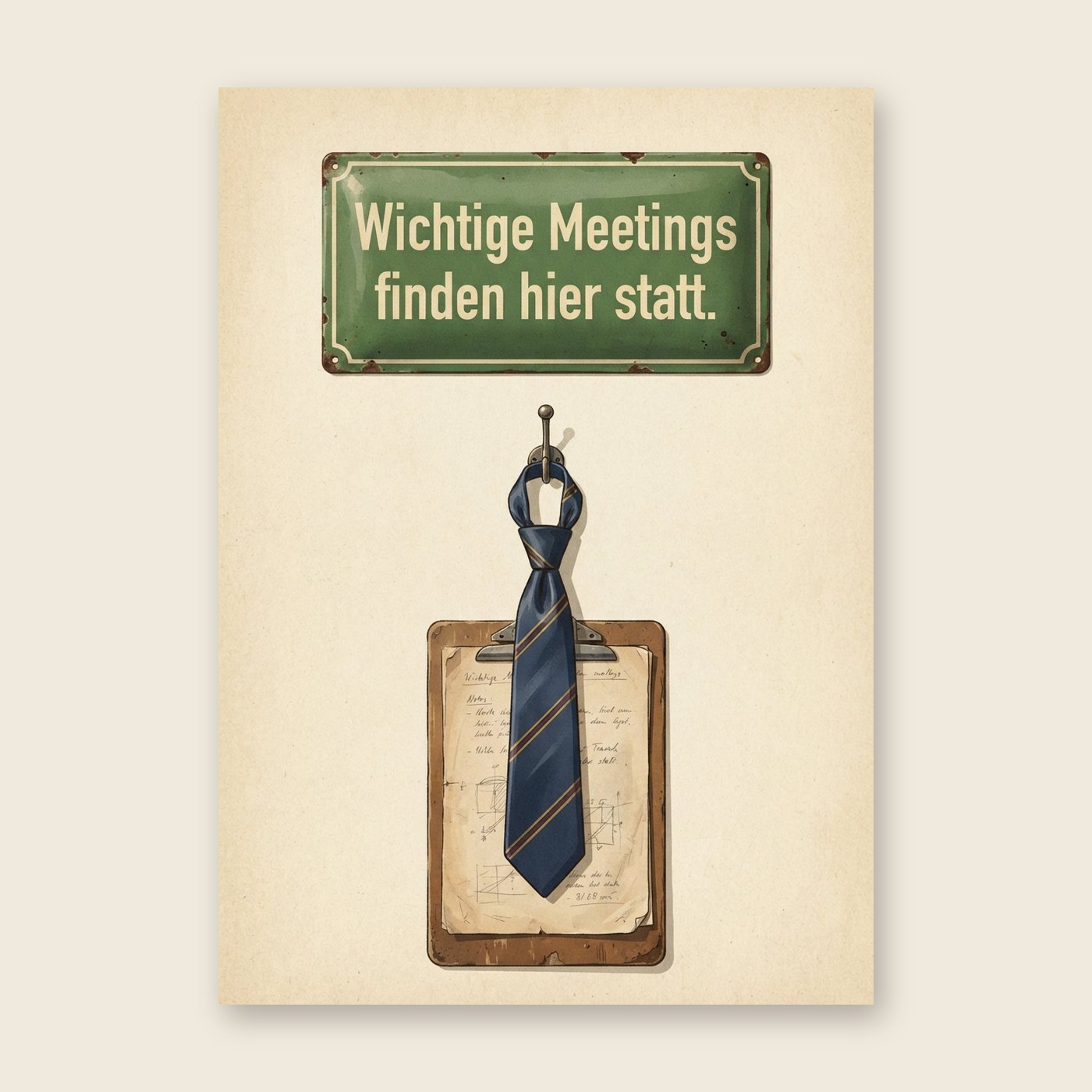 Wichtige Meetings finden hier statt – Poster (mit Spruch)