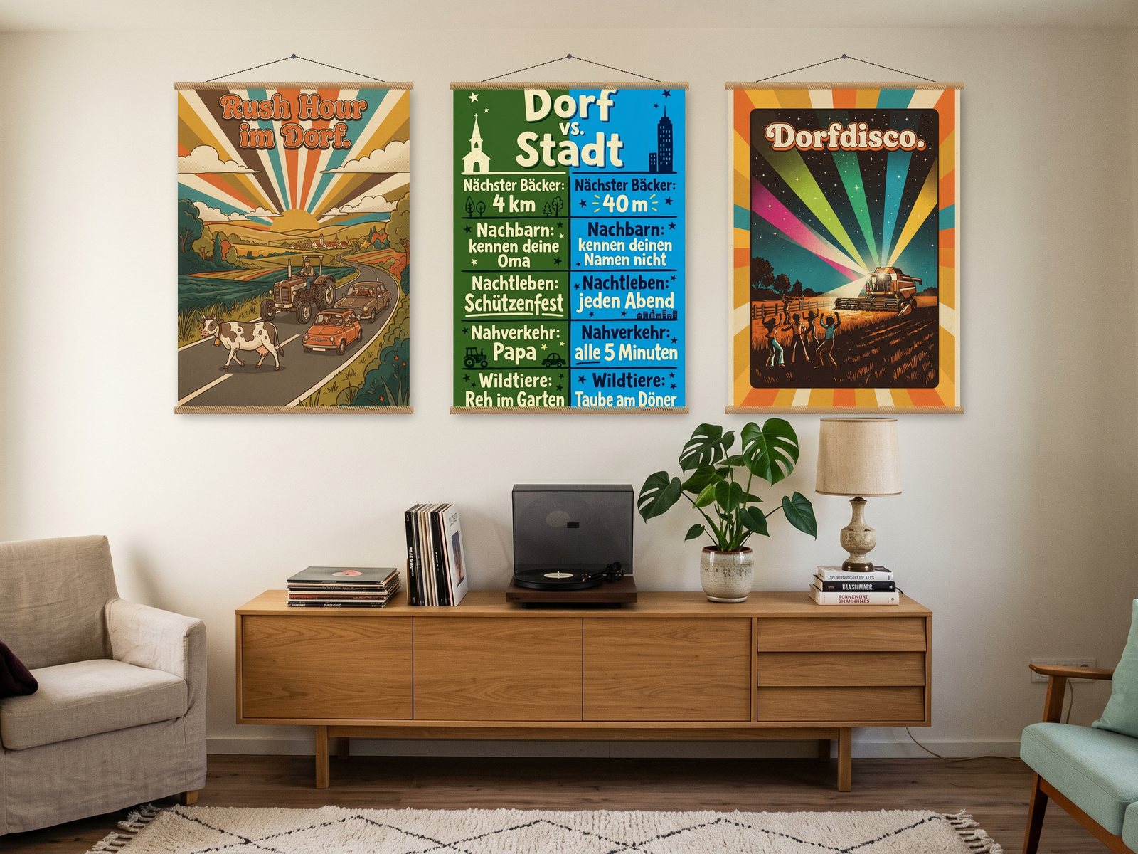 Dorf & Stadt: Poster an der Wand