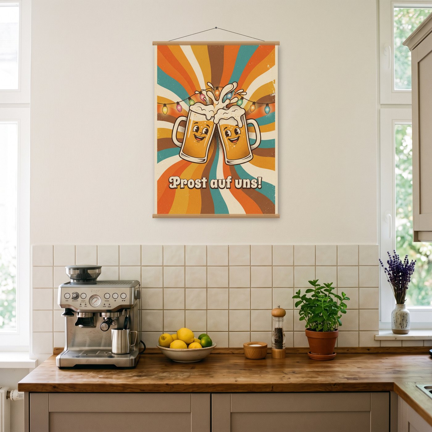 Prost auf uns – Poster mit Posterleiste an der Wand