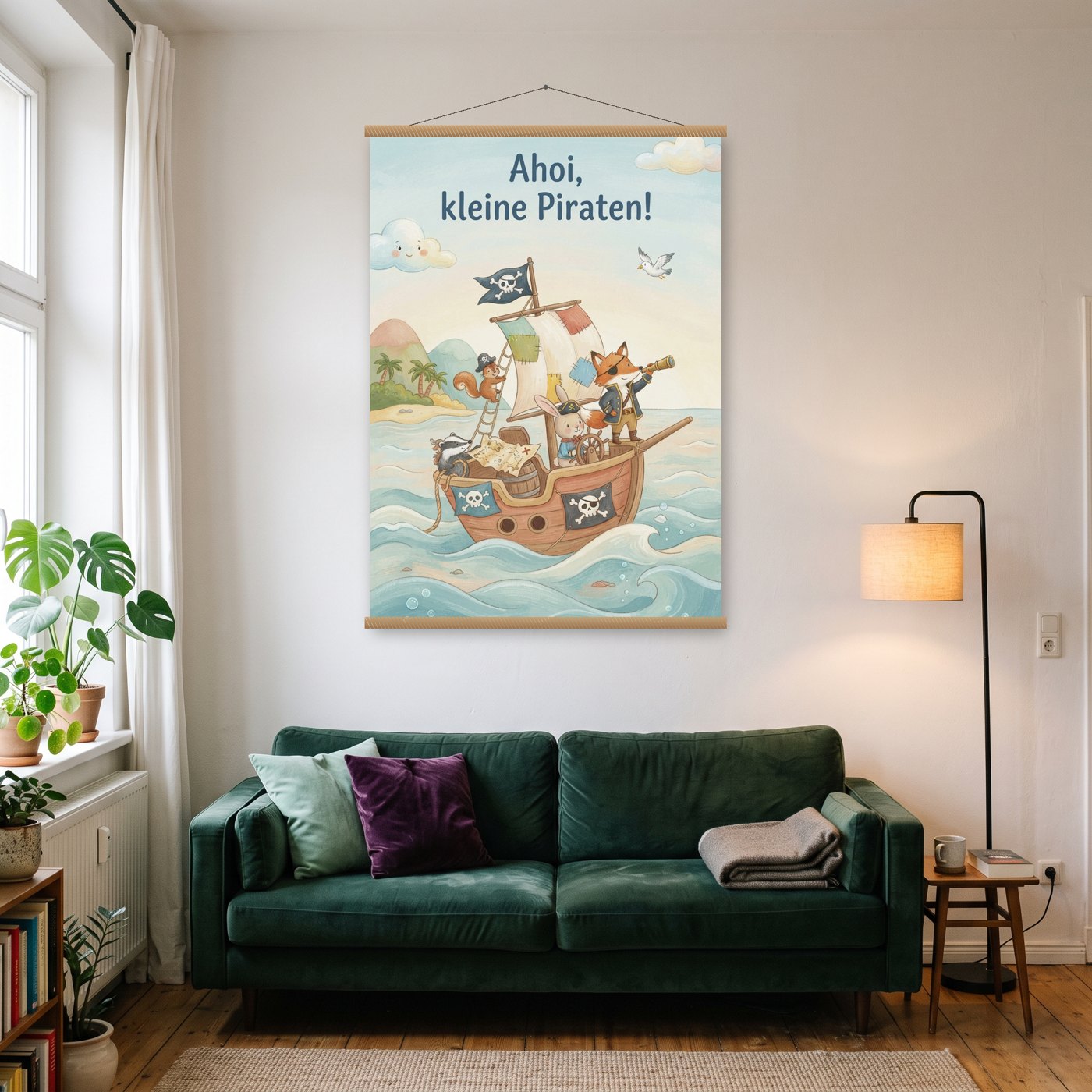 Kleine Piraten – Poster mit Posterleiste an der Wand