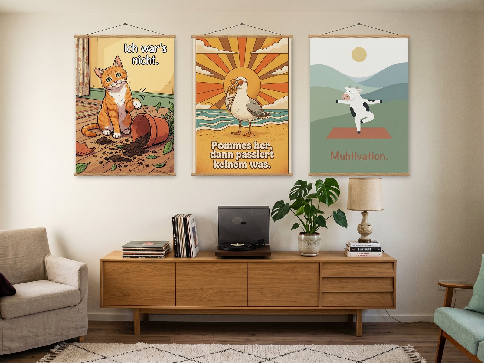 Lustige Tiere: Poster an der Wand