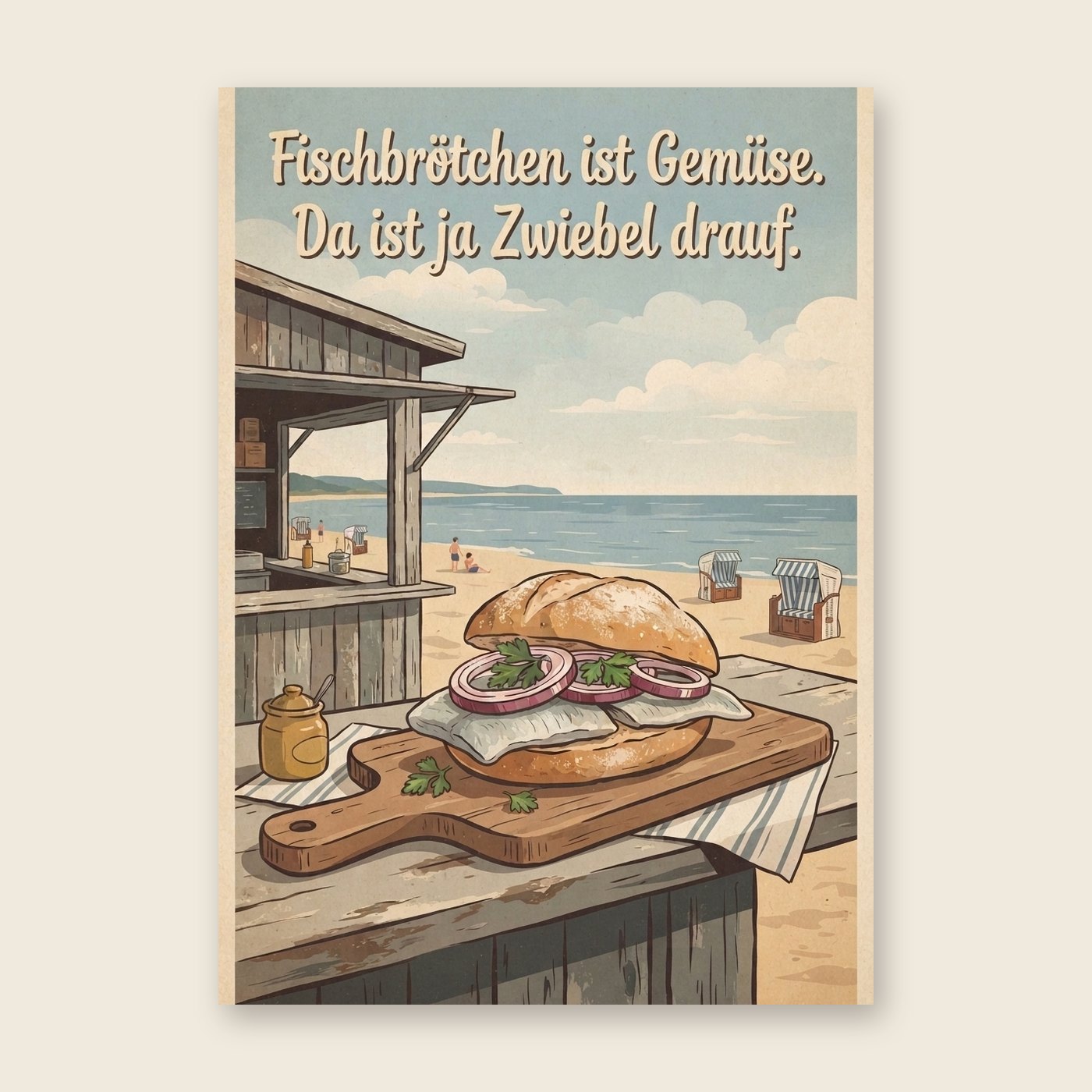 Fischbrötchen ist Gemüse – Poster (mit Spruch)