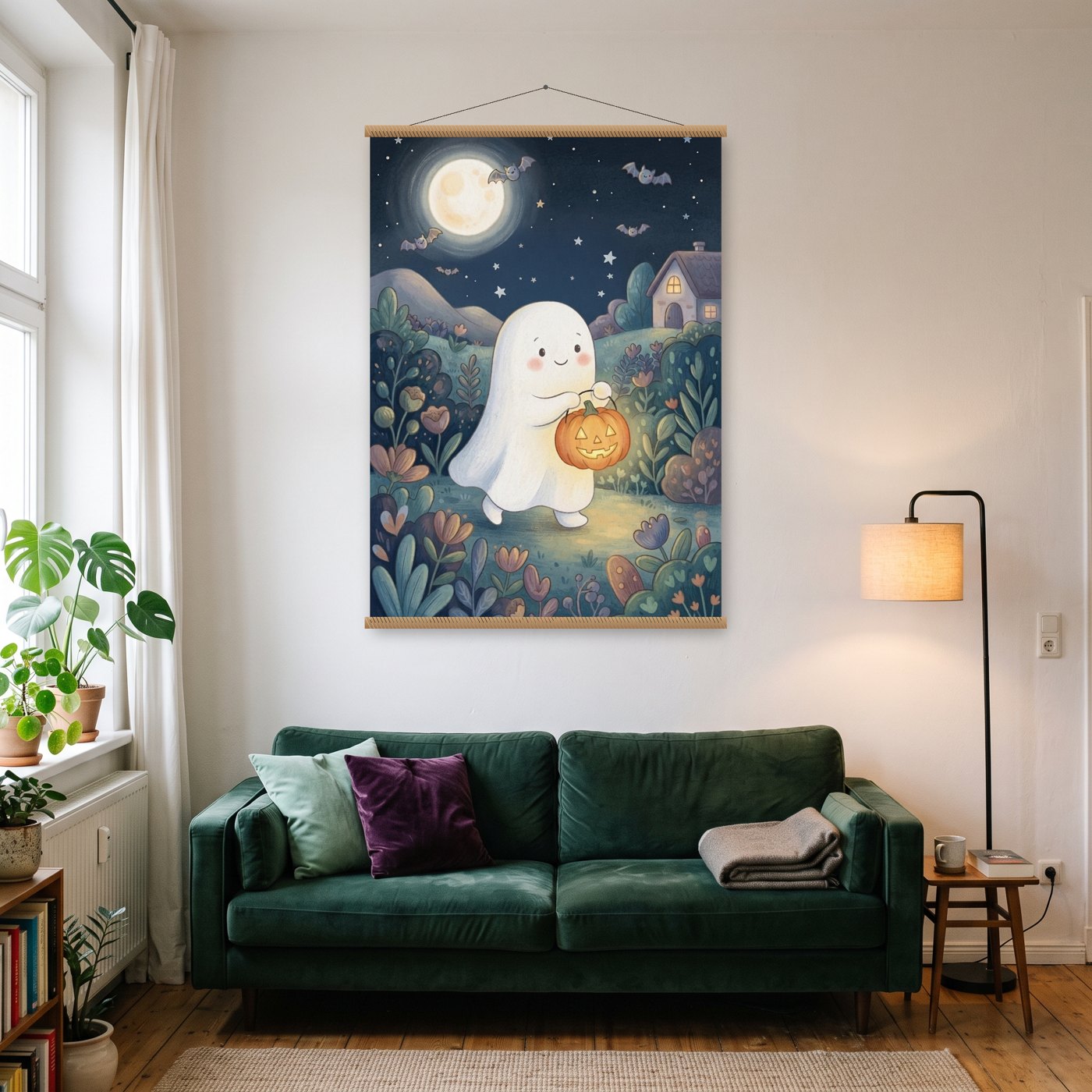 Kleines Gespenst – Poster mit Posterleiste an der Wand