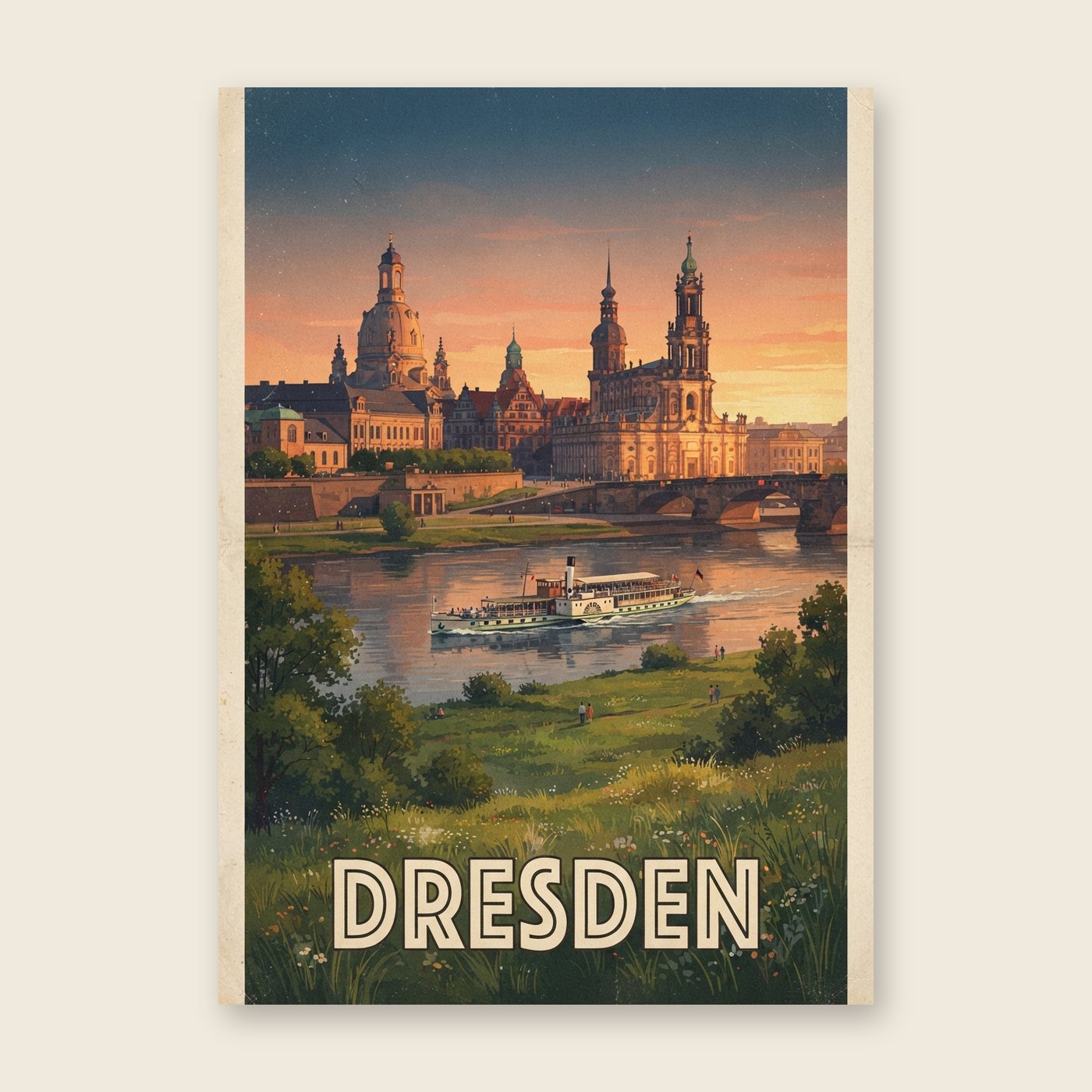 Vintage Dresden – Poster (mit Spruch)