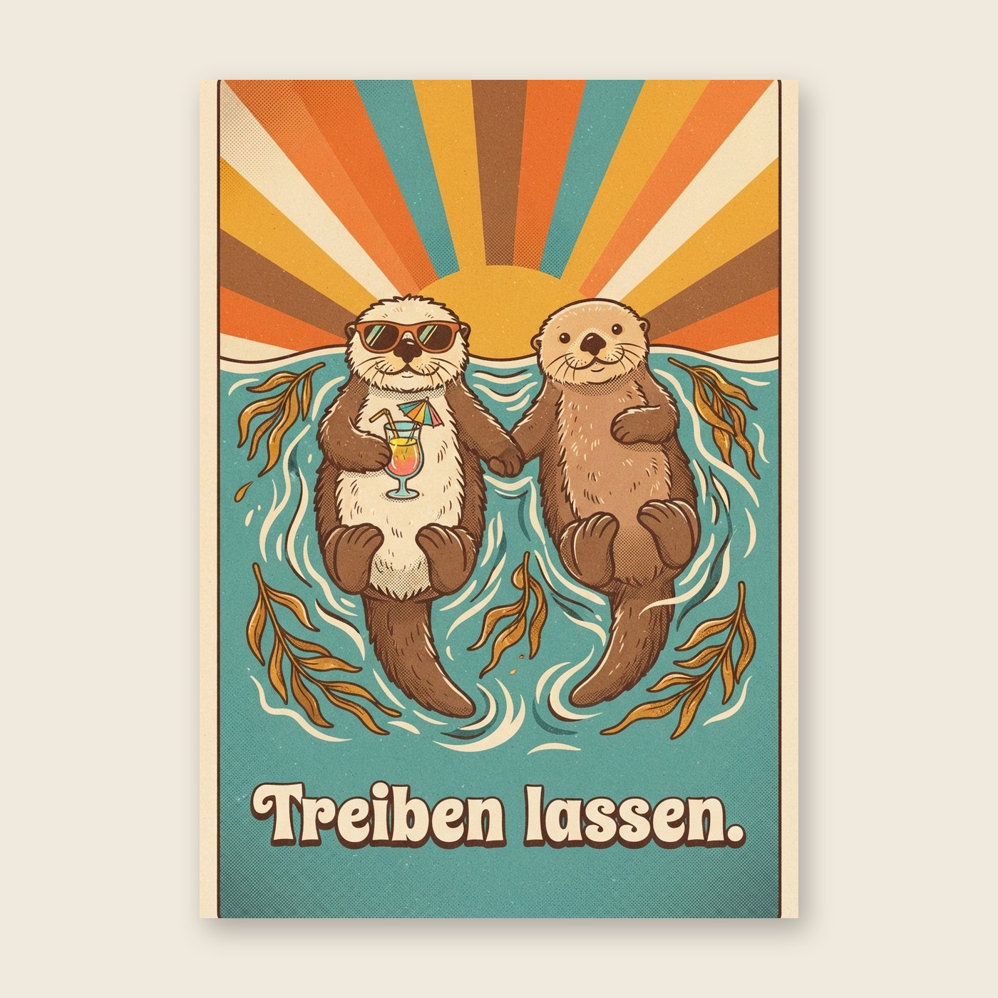 Otter lassen sich treiben – Poster (mit Spruch)