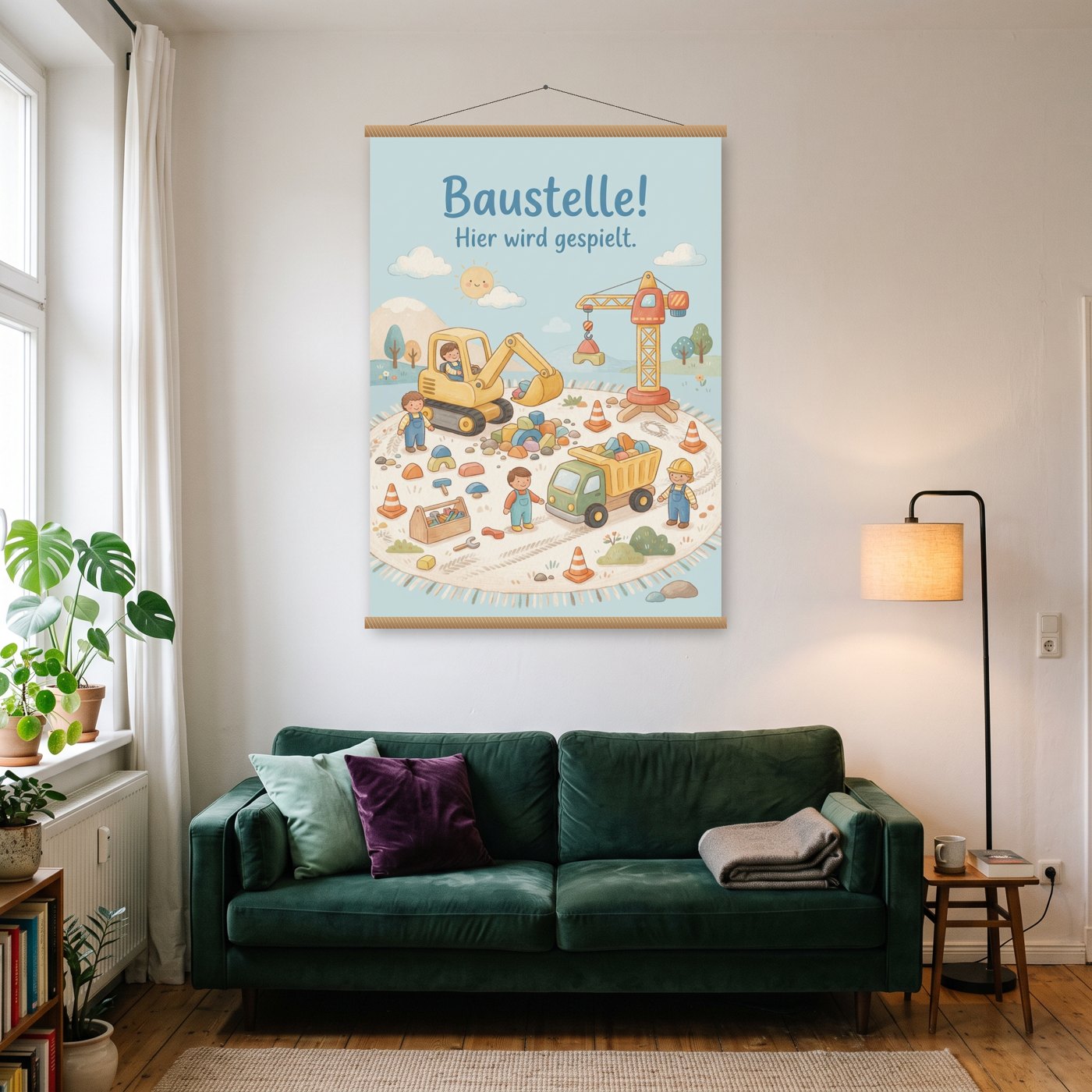 Baustelle – Poster mit Posterleiste an der Wand