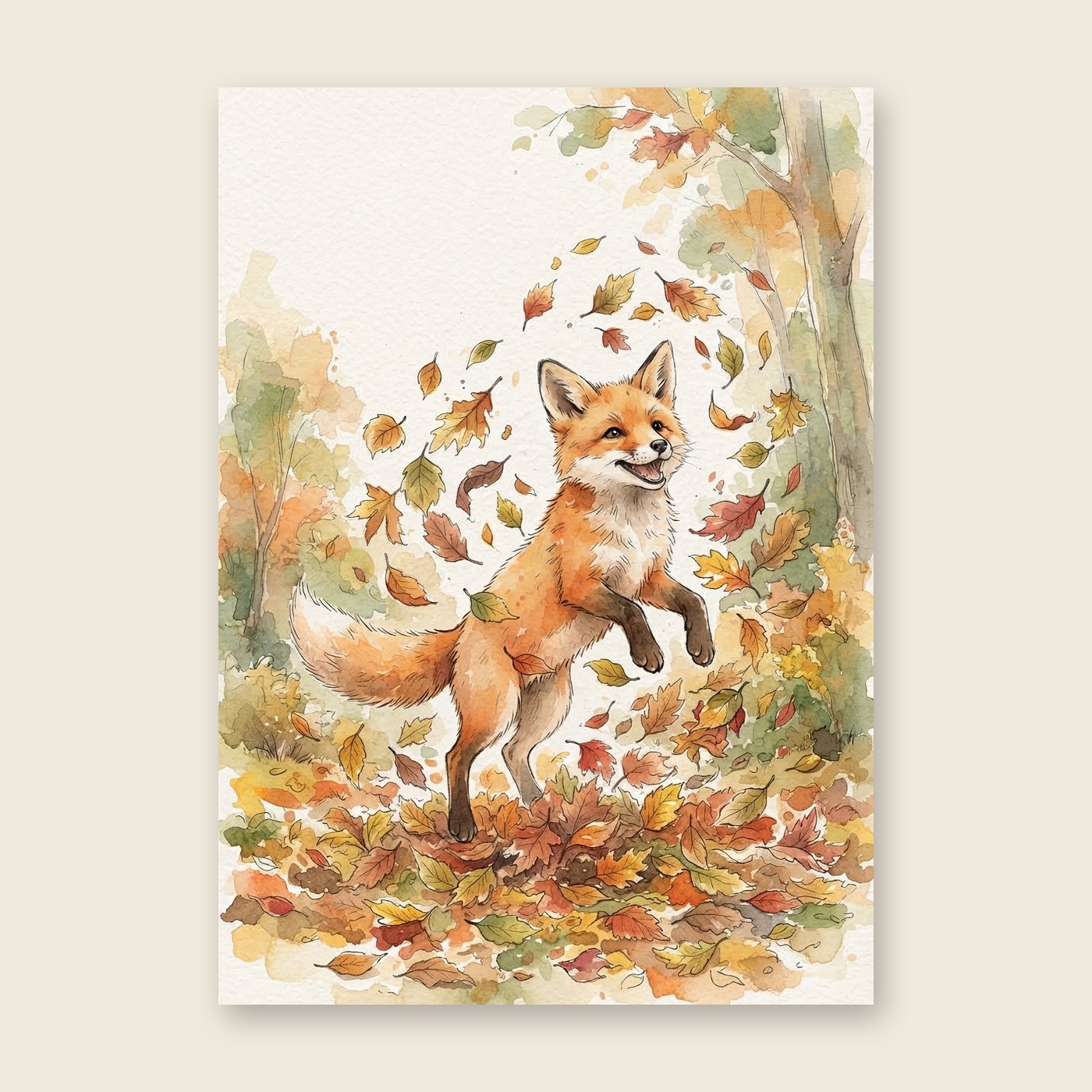 Fuchs im Laub – Poster (ohne Text)