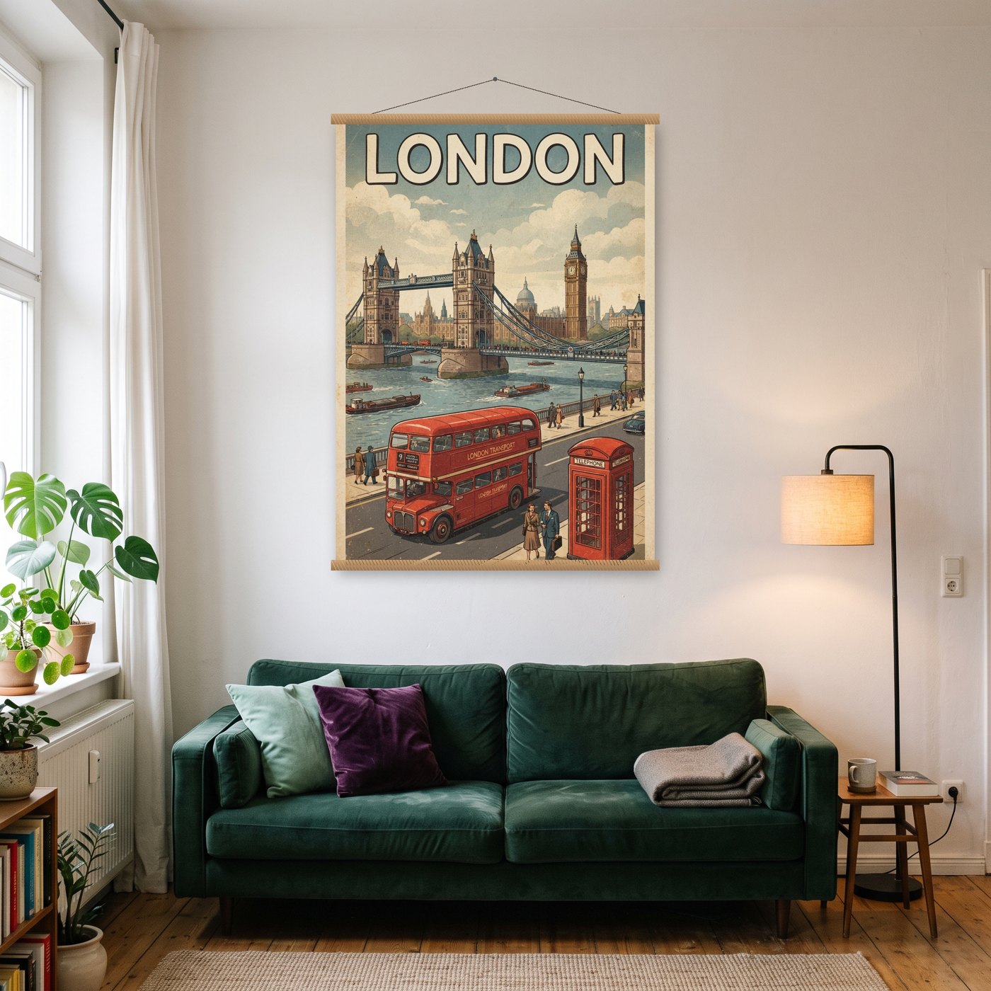 Vintage London – Poster mit Posterleiste an der Wand