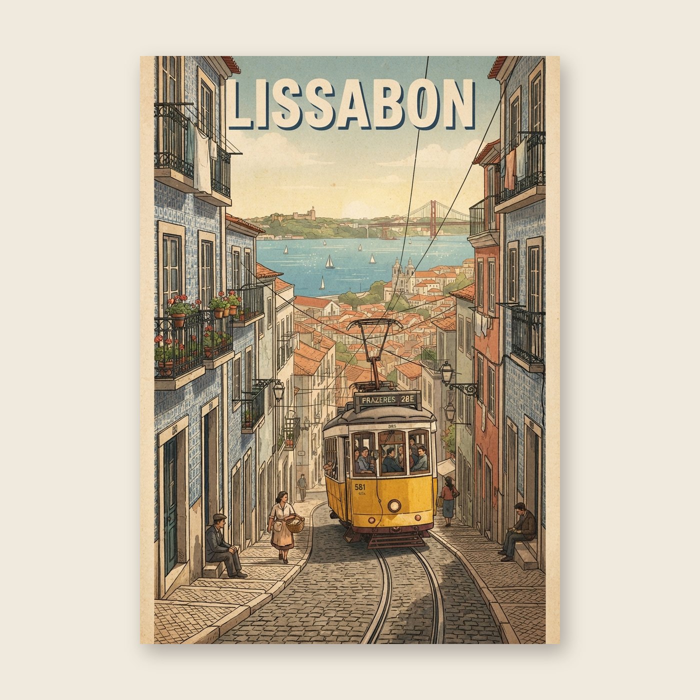 Vintage Lissabon – Poster (mit Spruch)