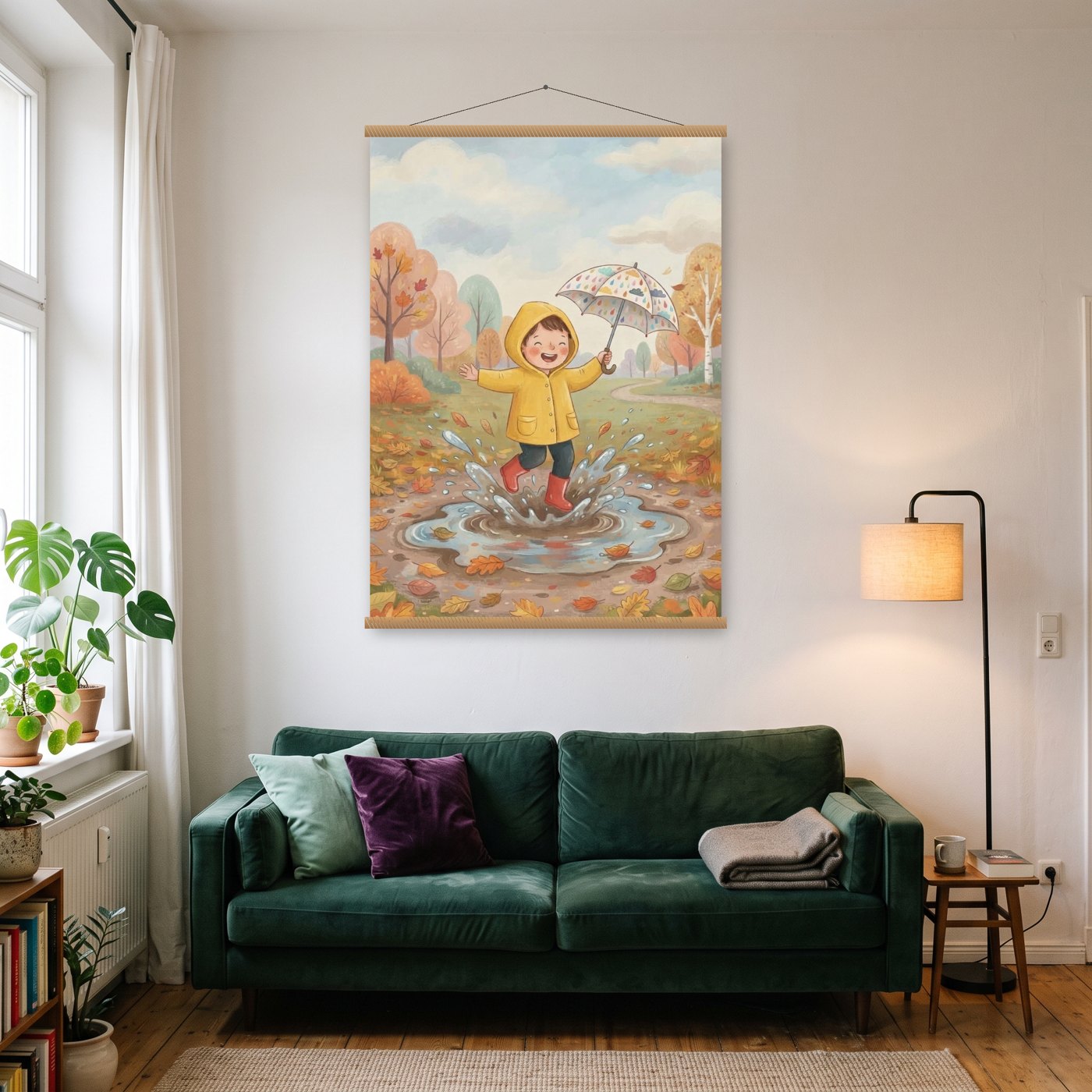 Pfützenwetter – Poster mit Posterleiste an der Wand
