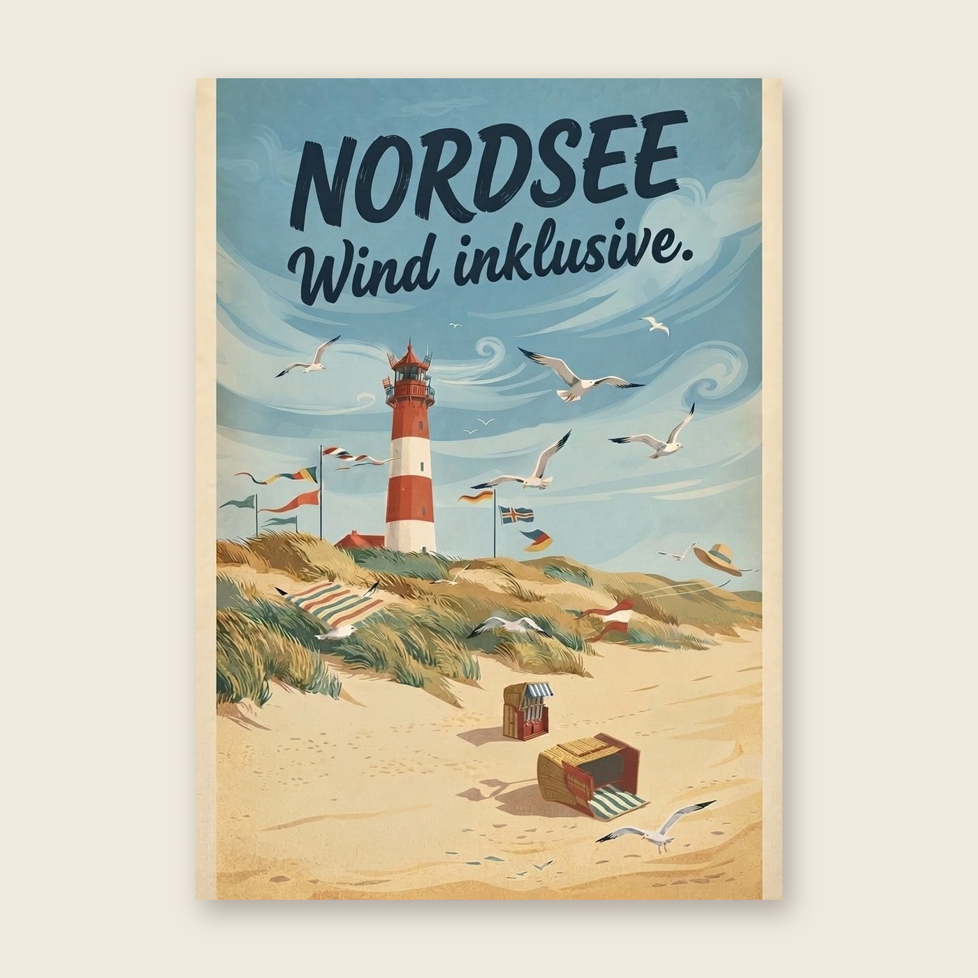 Vintage Nordsee – Poster (mit Spruch)
