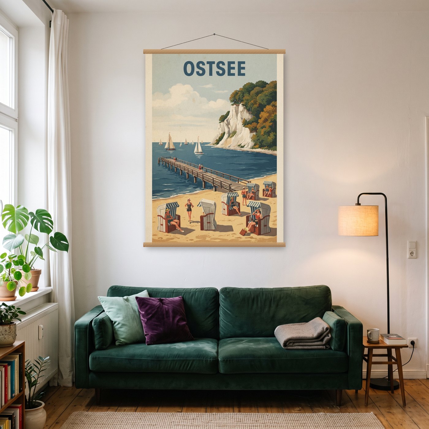 Vintage Ostsee – Poster mit Posterleiste an der Wand