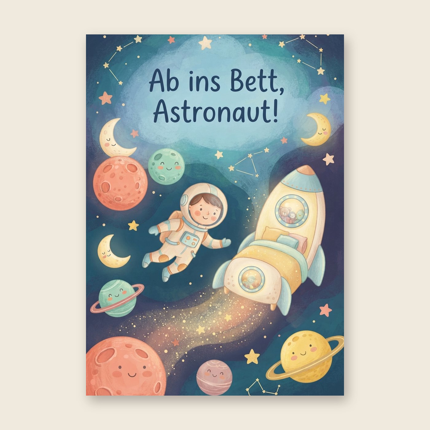 Ab ins Bett, Astronaut – Poster (mit Spruch)