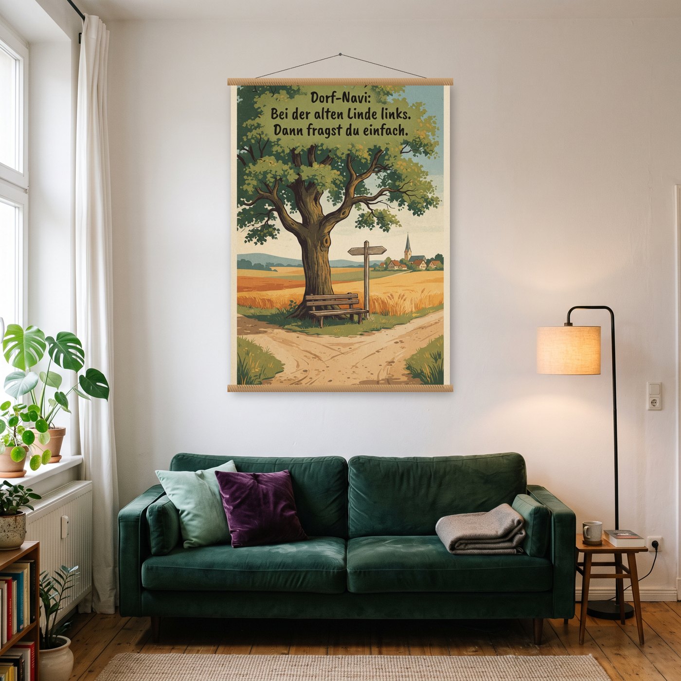 Dorf-Navi – Poster mit Posterleiste an der Wand