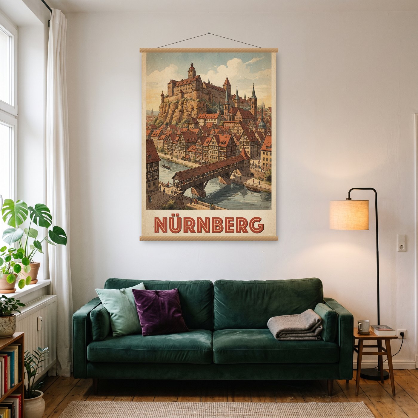 Vintage Nürnberg – Poster mit Posterleiste an der Wand