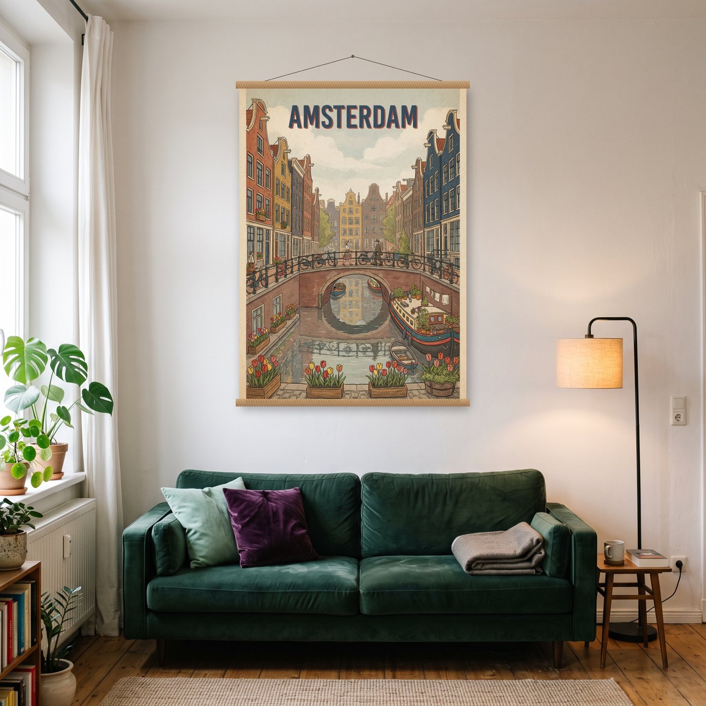 Vintage Amsterdam – Poster mit Posterleiste an der Wand