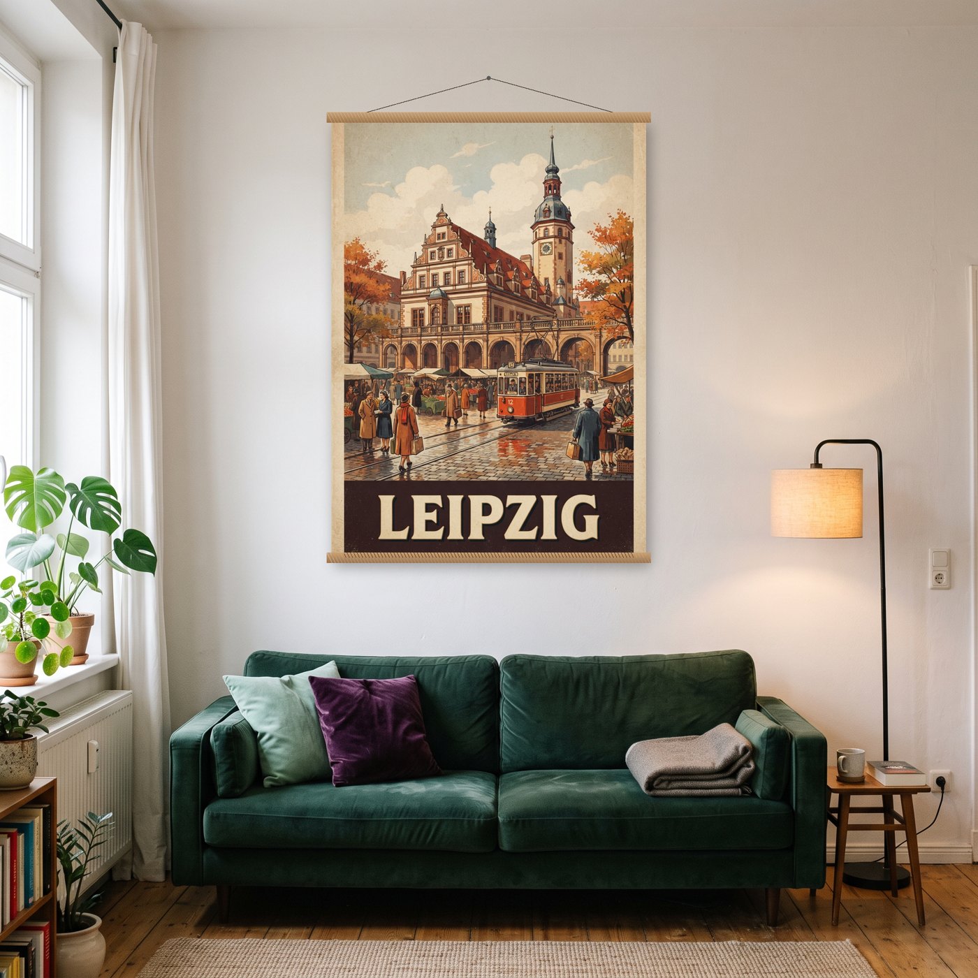 Vintage Leipzig – Poster mit Posterleiste an der Wand