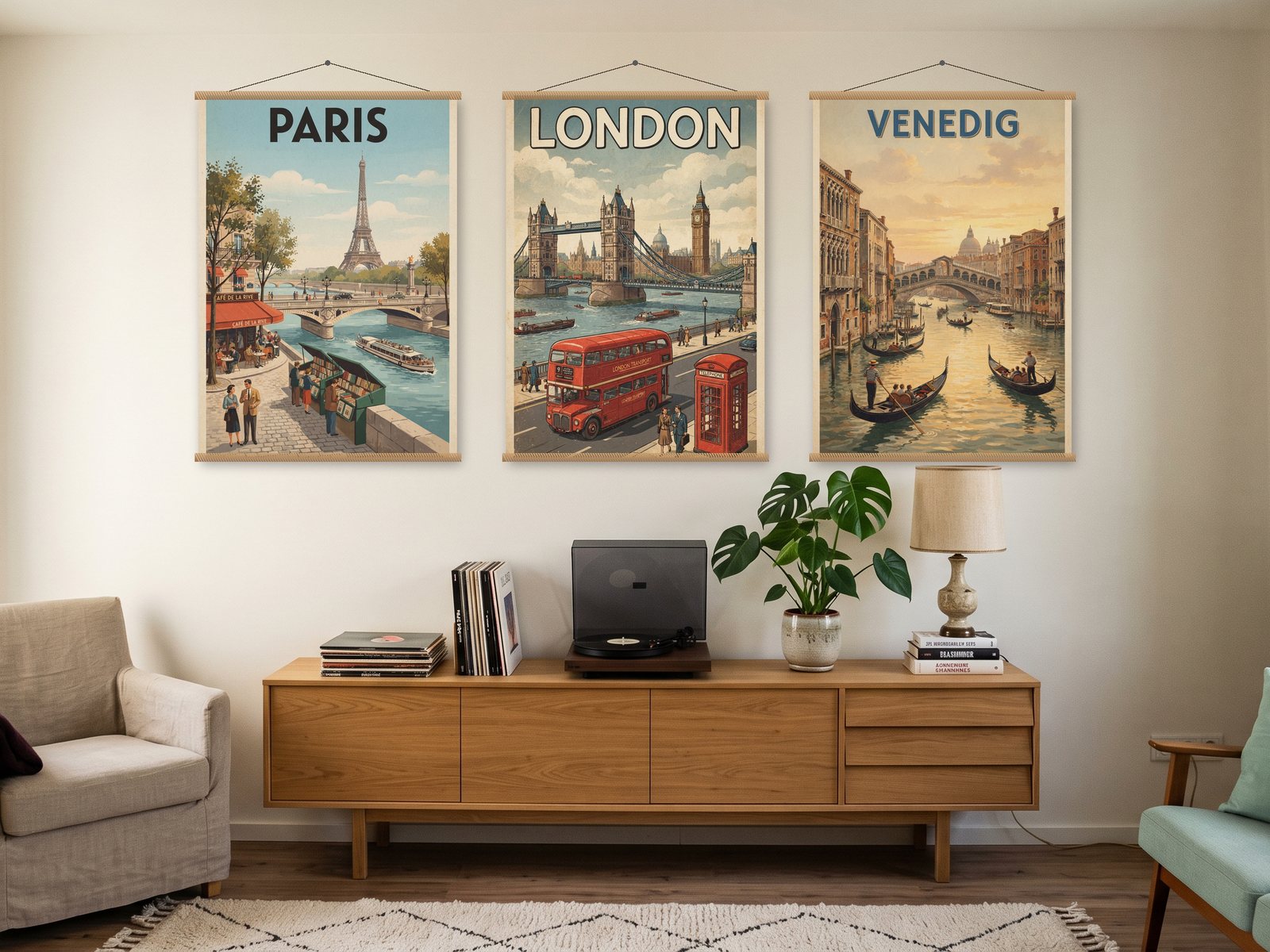 Europäische Städte: Poster an der Wand