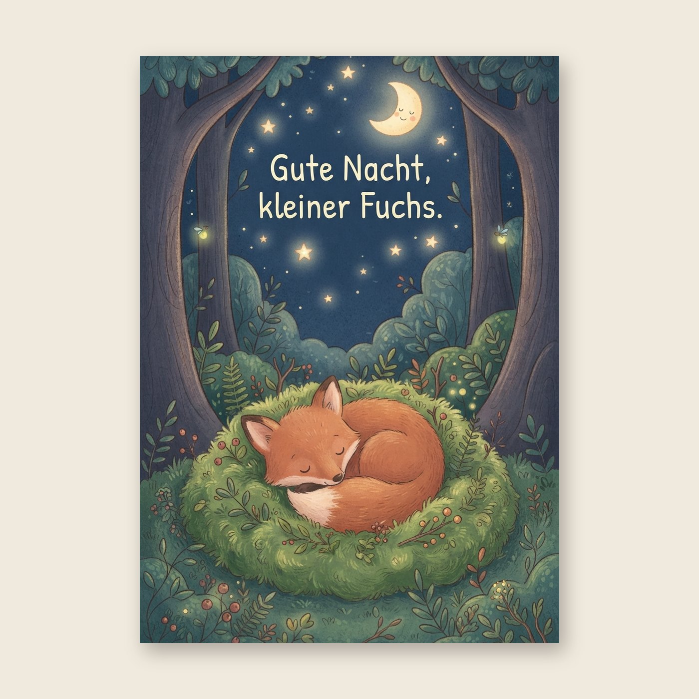 Gute Nacht, kleiner Fuchs – Poster (mit Spruch)