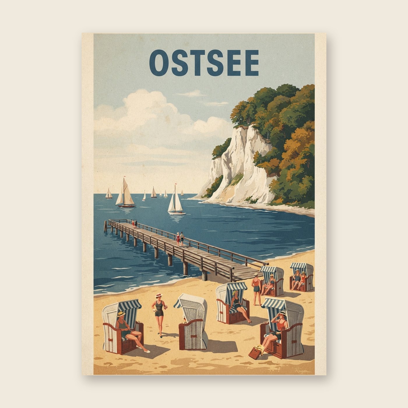 Vintage Ostsee – Poster (mit Spruch)