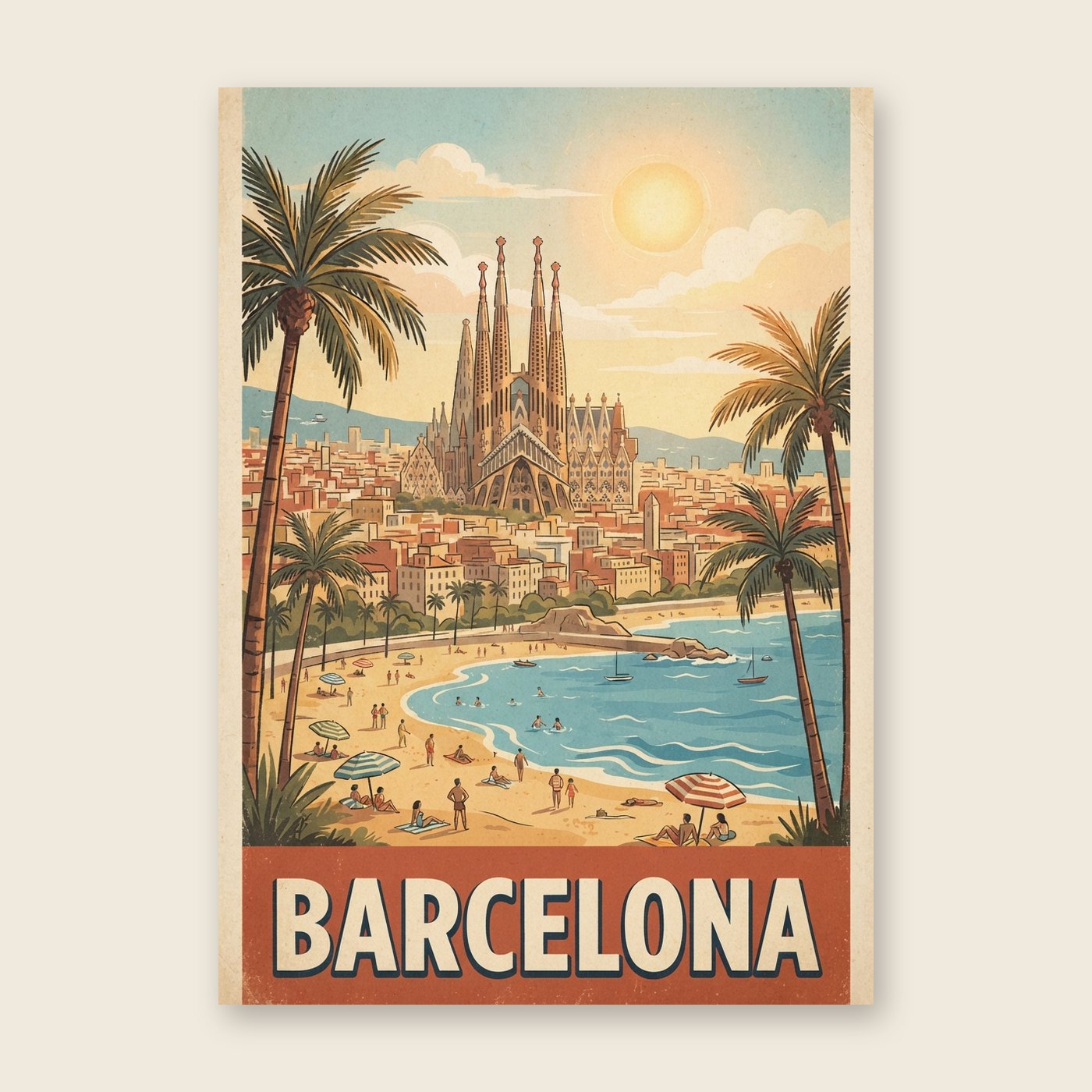 Vintage Barcelona – Poster (mit Spruch)