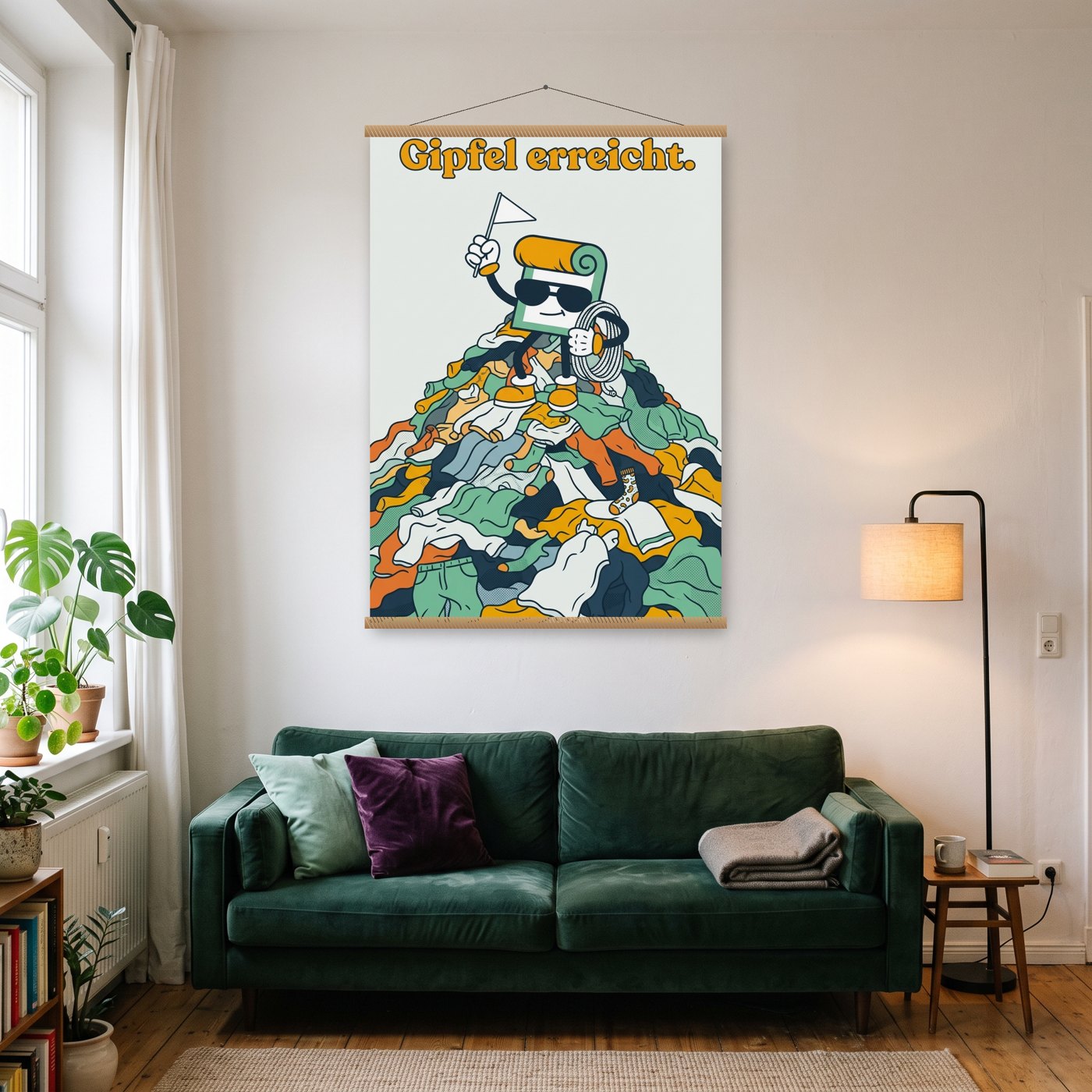 Dude: Gipfel erreicht – Poster mit Posterleiste an der Wand