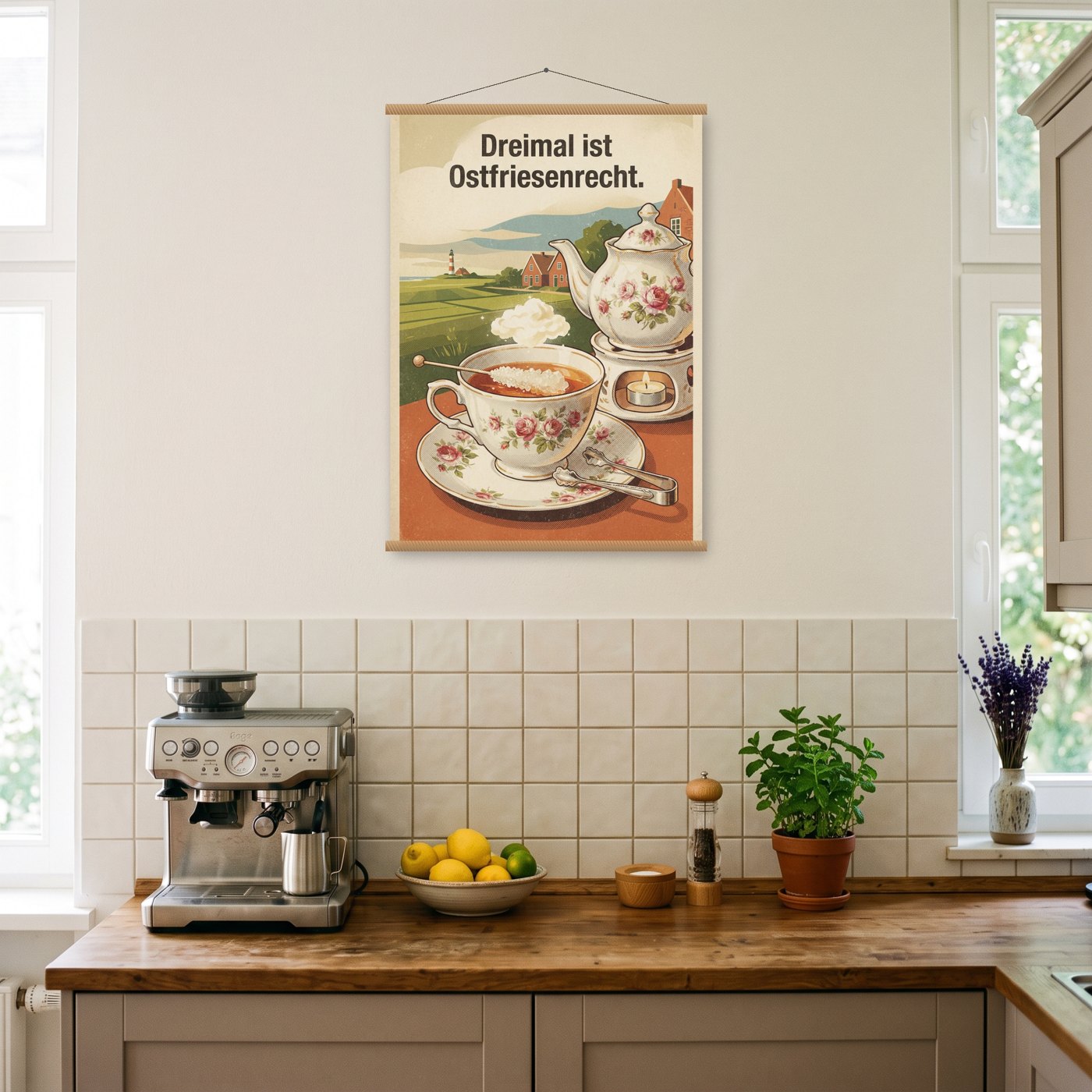 Dreimal ist Ostfriesenrecht – Poster mit Posterleiste an der Wand