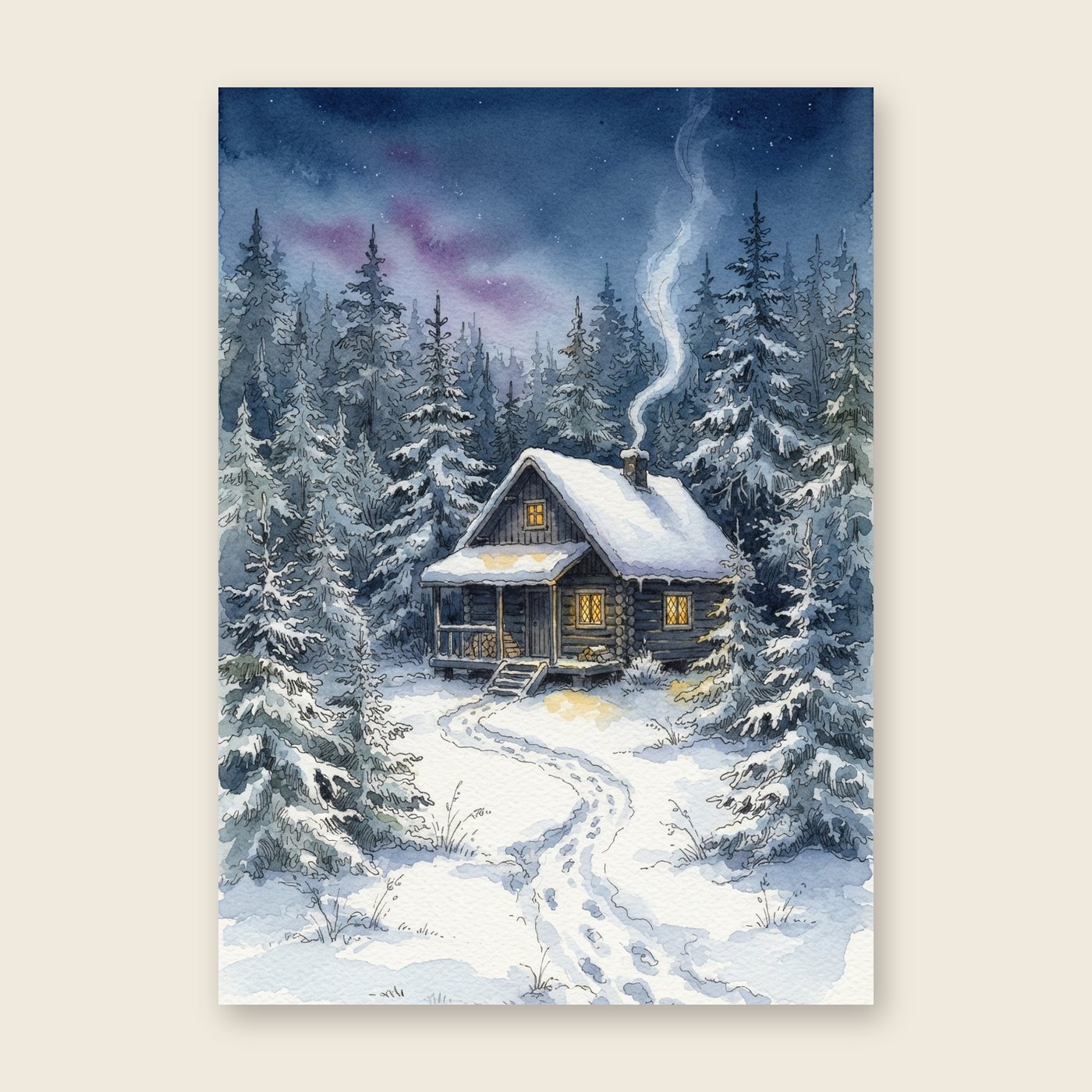 Hütte im Schnee – Poster (ohne Text)