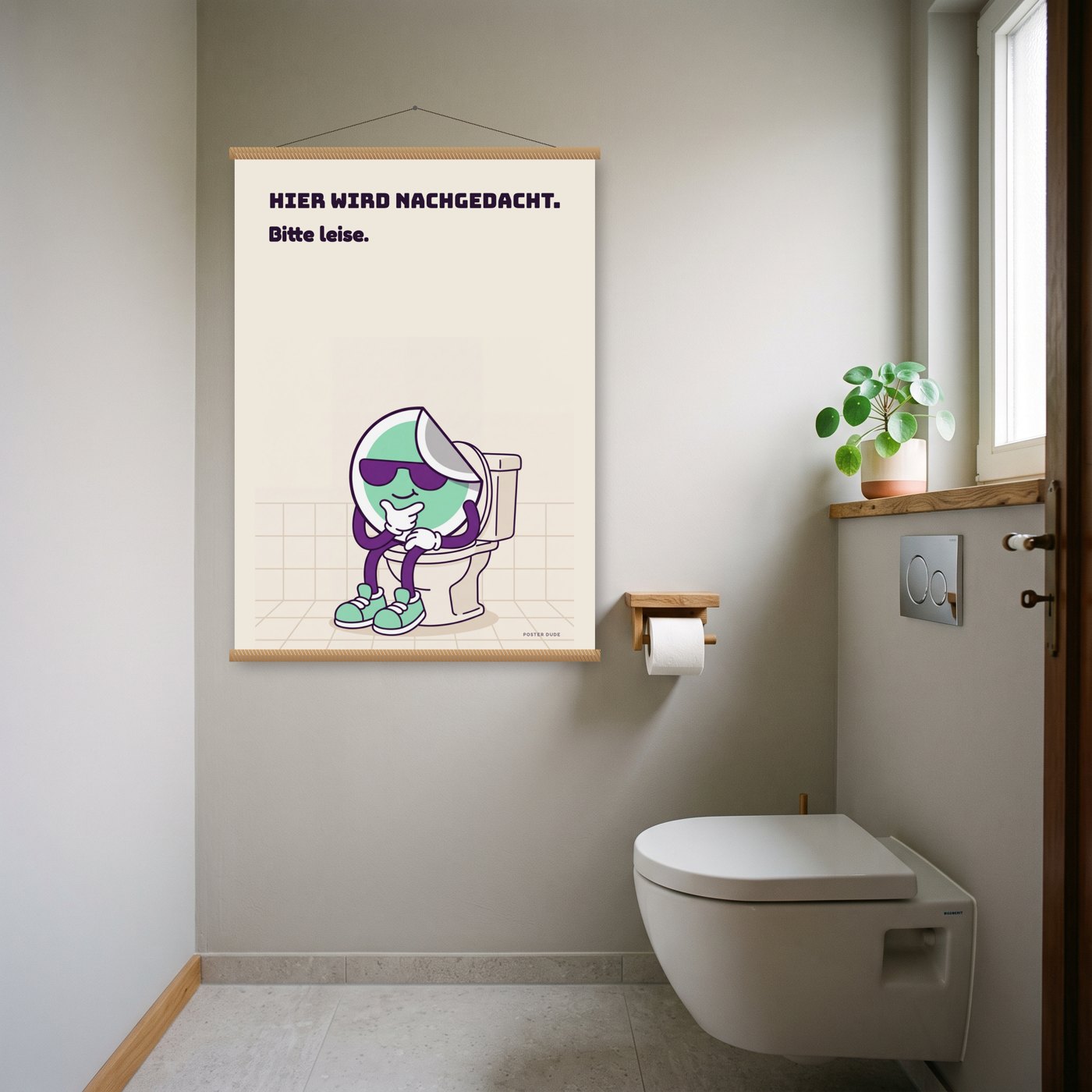 Dude denkt nach – Poster mit Posterleiste an der Wand