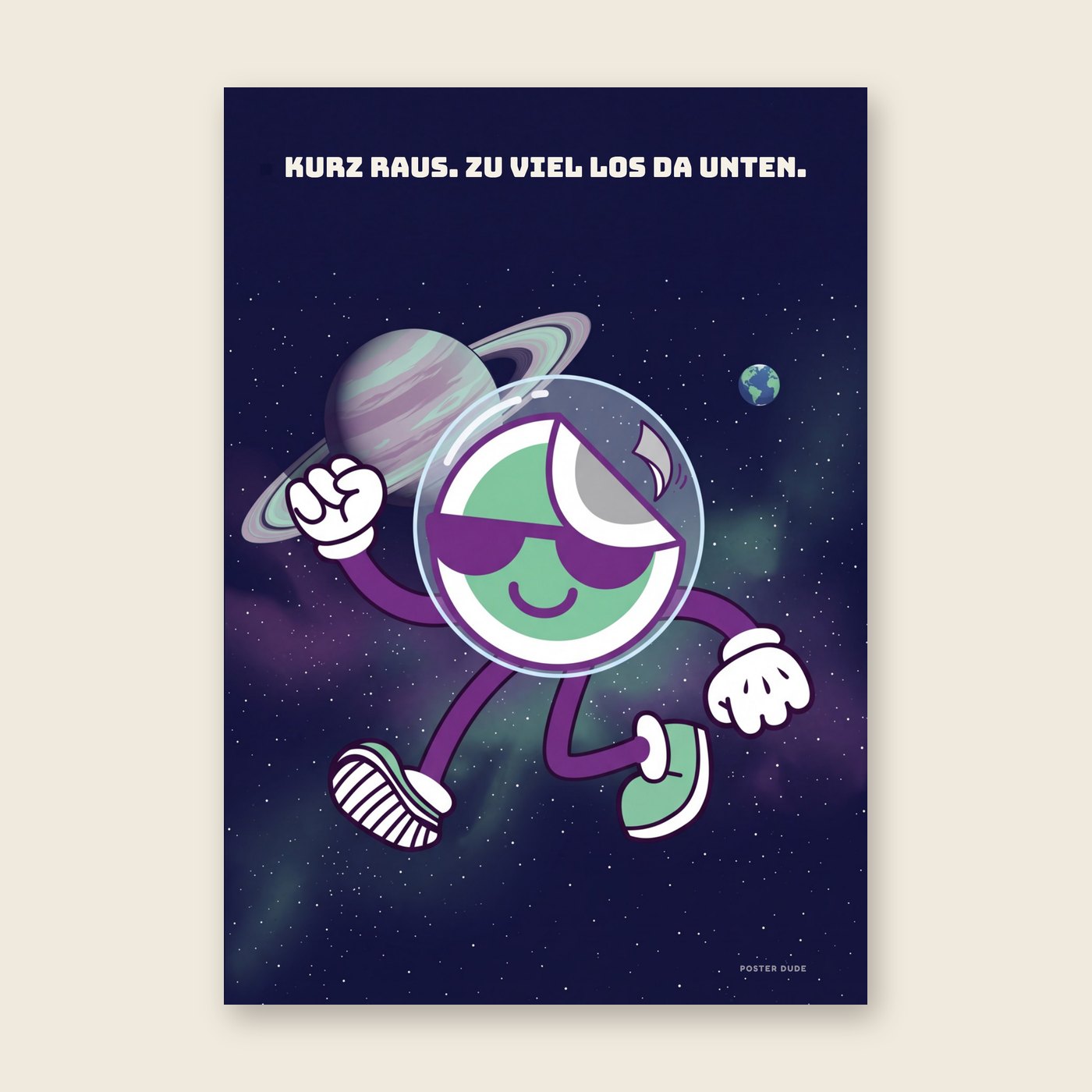 Großes Poster „Dude im All“ im Format 70 × 100 cm