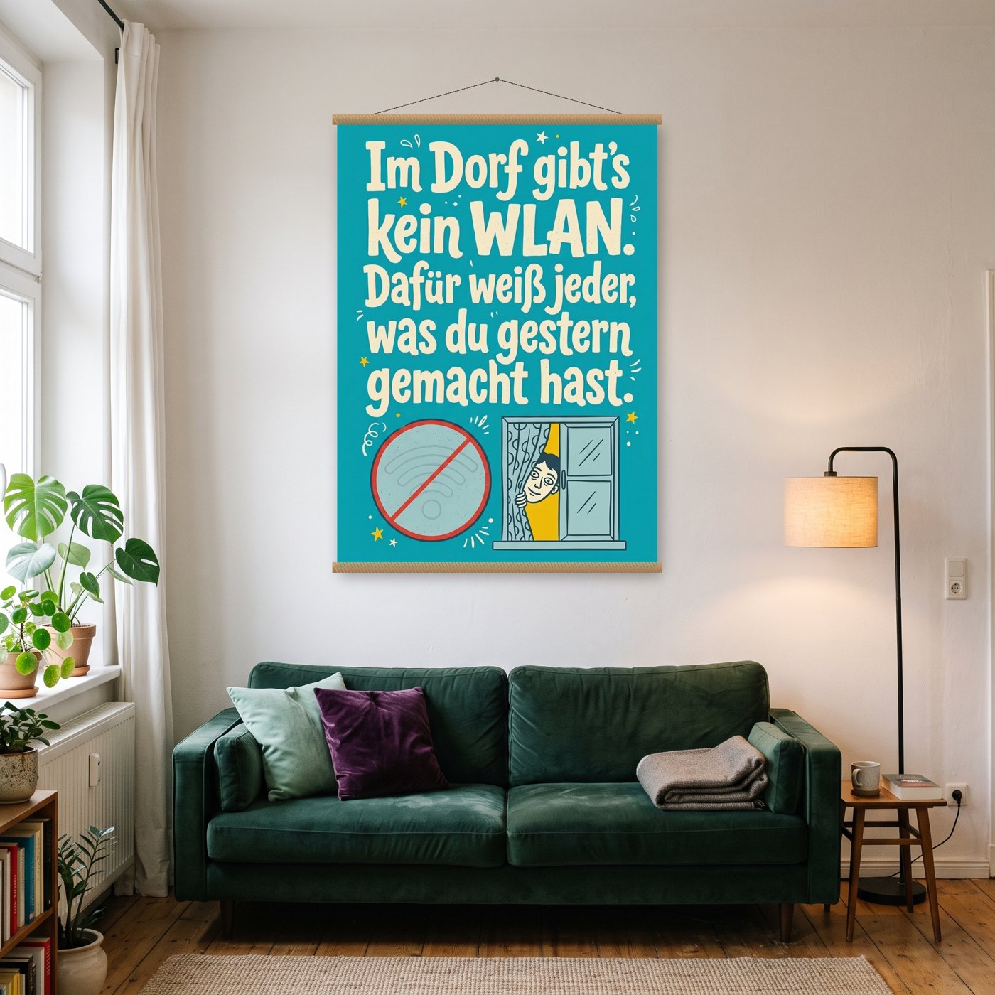 Dorf-WLAN – Poster mit Posterleiste an der Wand