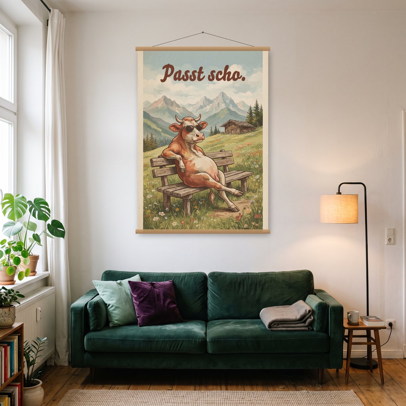 Passt scho – Poster mit Posterleiste an der Wand
