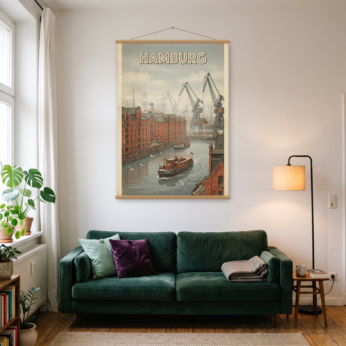 Vintage Hamburg – Poster mit Posterleiste an der Wand