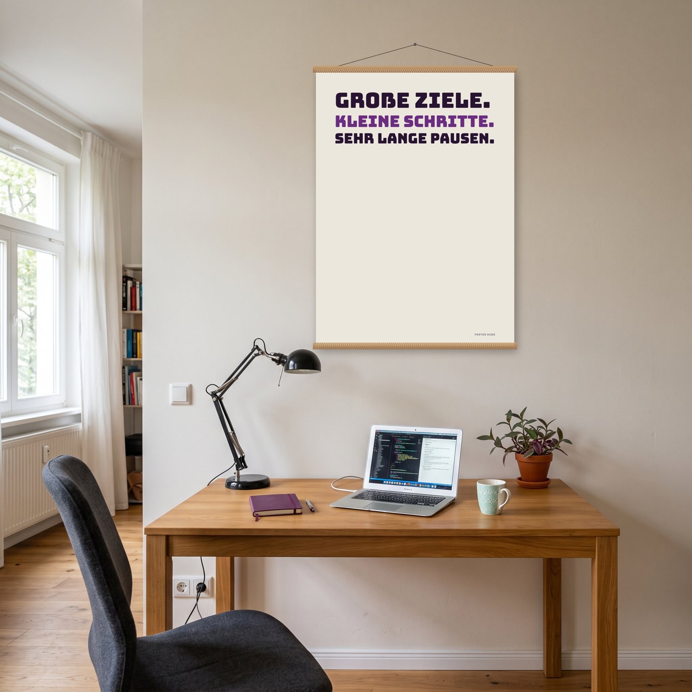 Große Ziele – Poster mit Posterleiste an der Wand