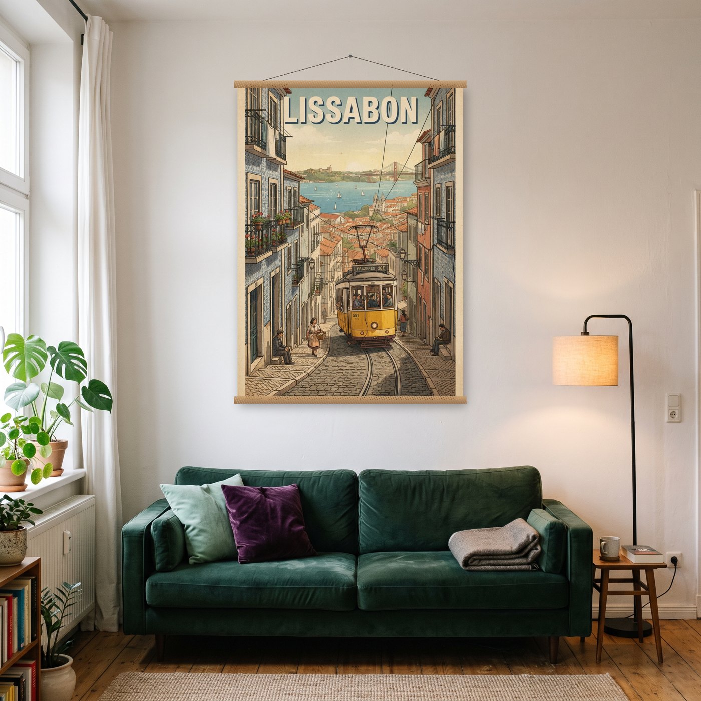 Vintage Lissabon – Poster mit Posterleiste an der Wand