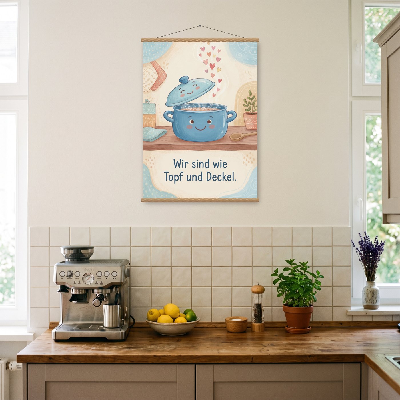 Wie Topf und Deckel – Poster mit Posterleiste an der Wand