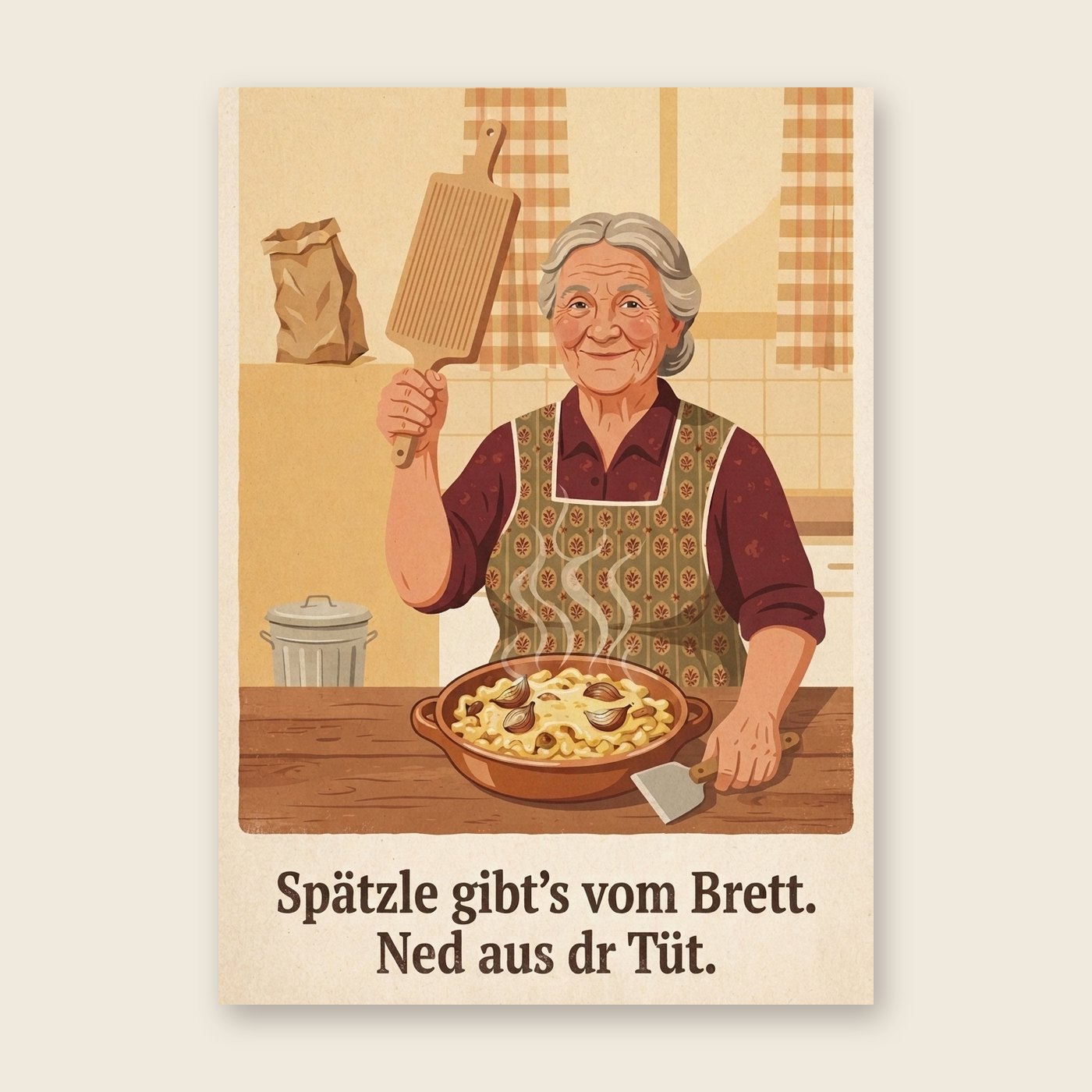 Spätzle vom Brett – Poster (mit Spruch)