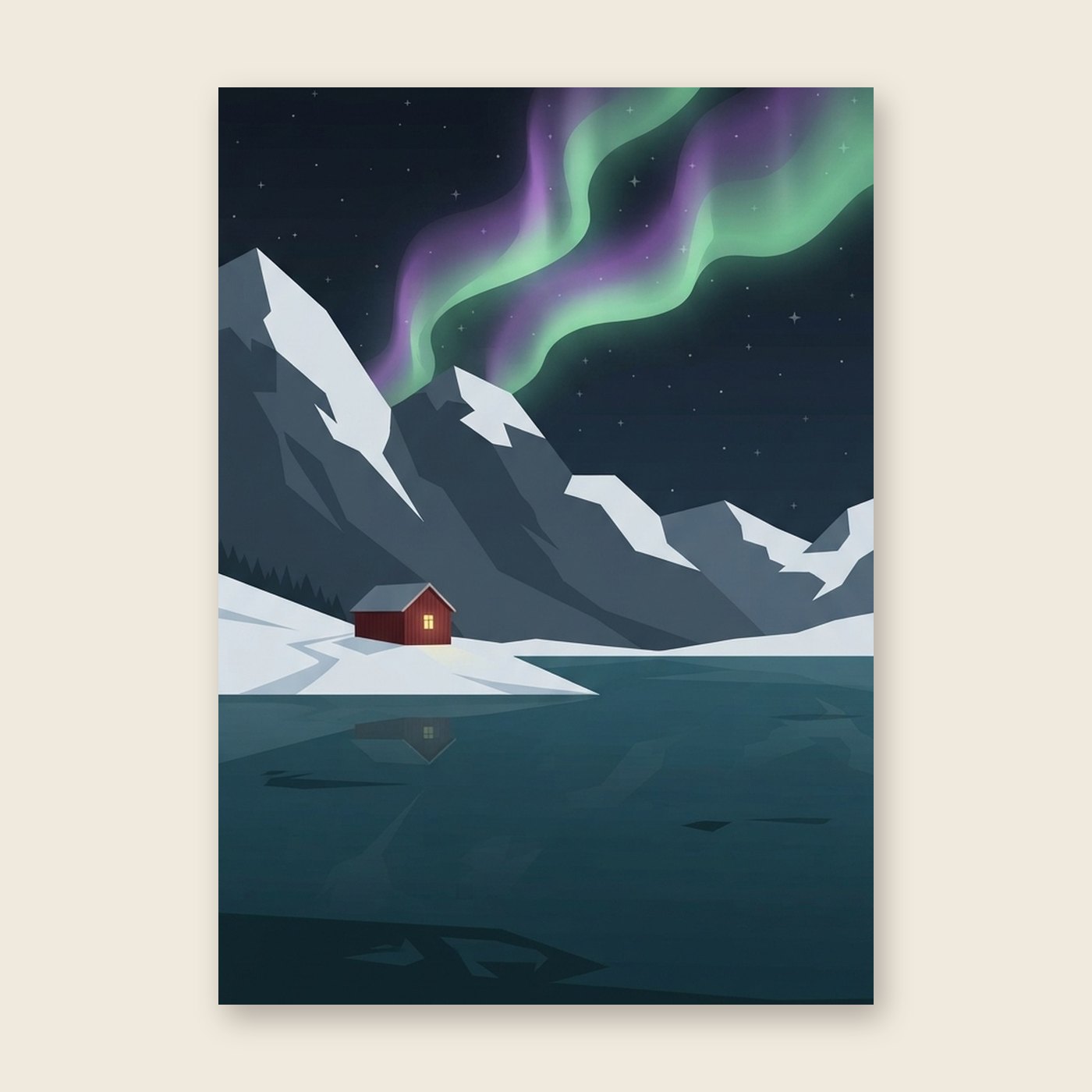 Polarlicht über dem Fjord – Poster (ohne Text)